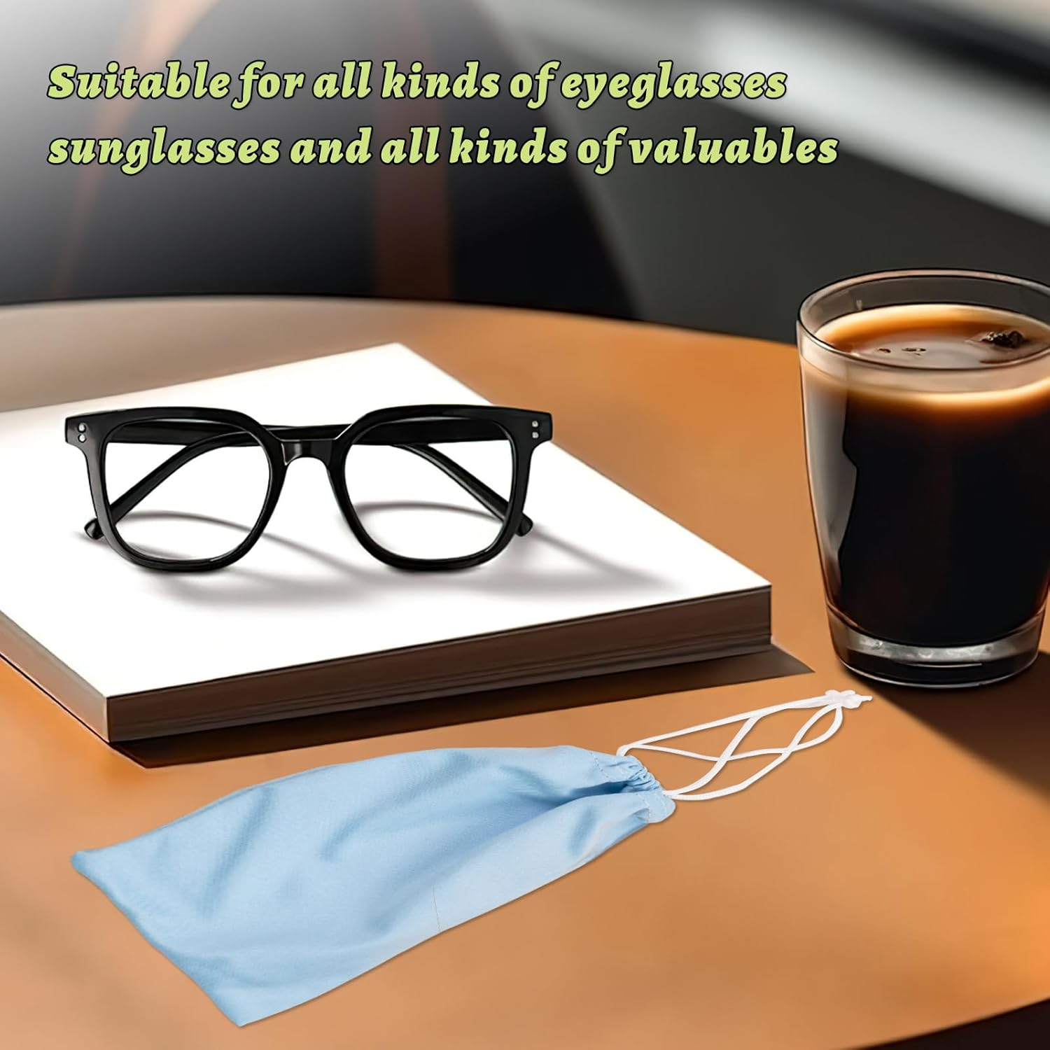 GTILE 24 PCS Colorful Microfiber Glasses Pouch, Soft Sunglasses Pouch, Portable Drawstring Pouch, Eyeglass Pouch Women Men