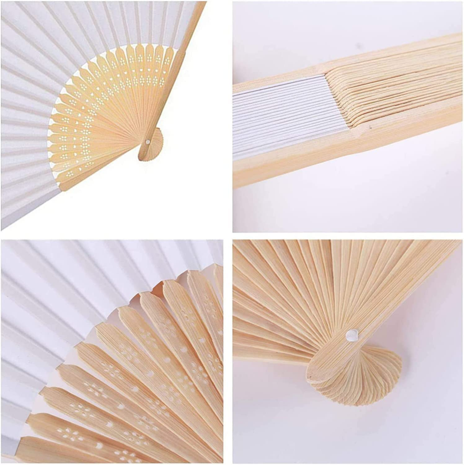 10 Pcs Handheld Folded Fan Bamboo Folding Paper Hand Held Fans for Wedding, Party Favor,Home Decoration and Children'S Painting DIY (10 Pcs) image number 2