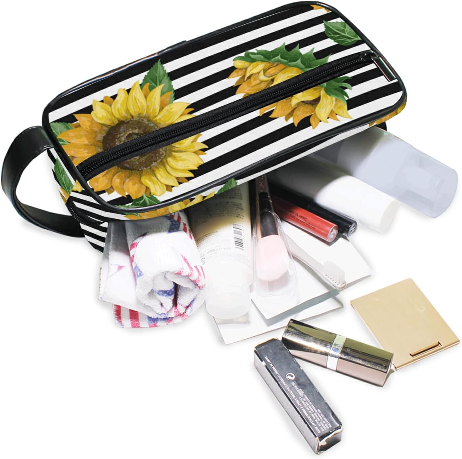 Toiletry Bag Unisex Cosmetic Bag Sunflowers Travel Organizer Hanging Dopp Kit for Toiletries Accessories, Sunflowers, One Size - Cute Style image number 7
