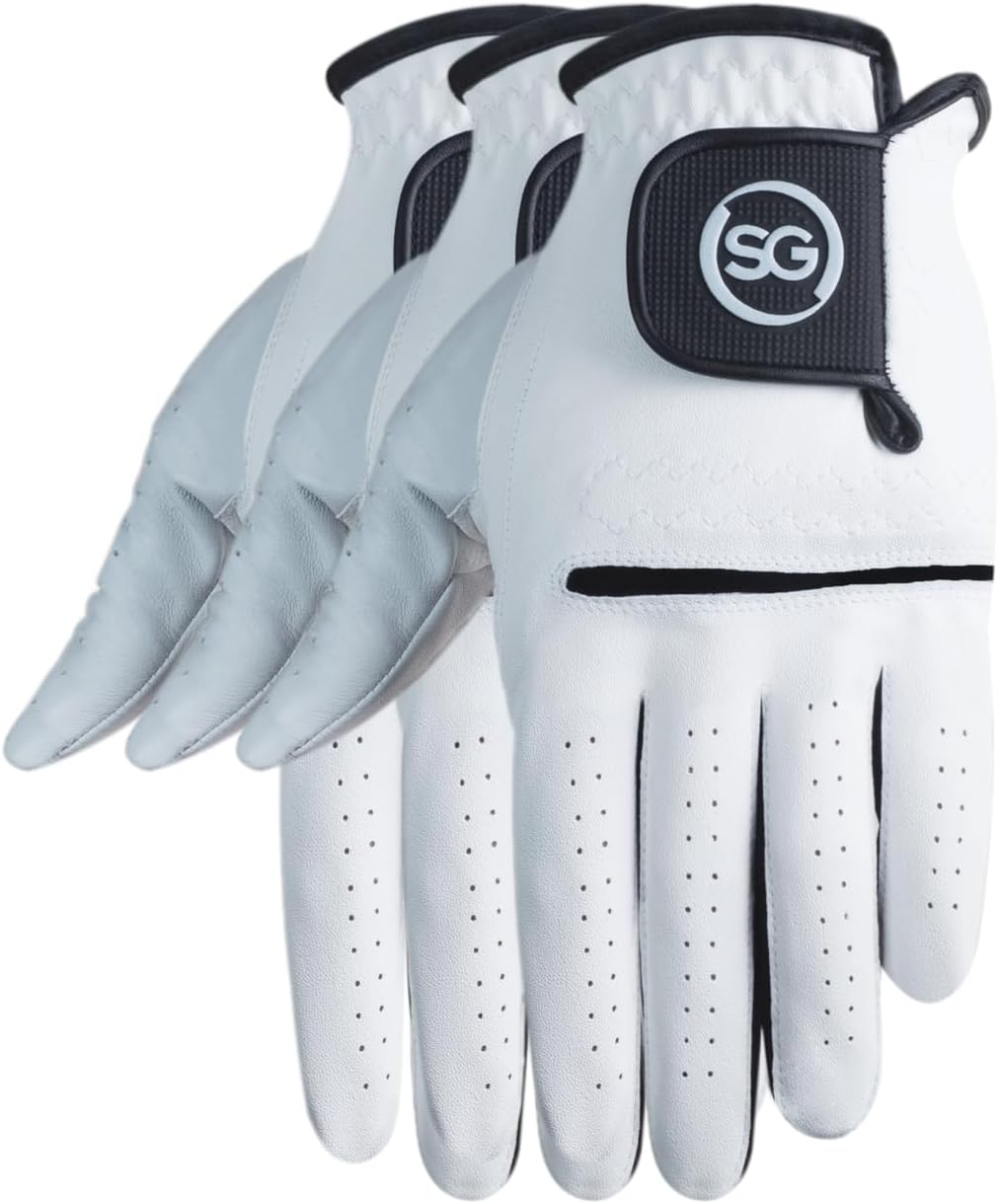 H-Cube All Weather & Genuine Leather Golf Gloves Men, Pack of 3, Wearable on Left Hand