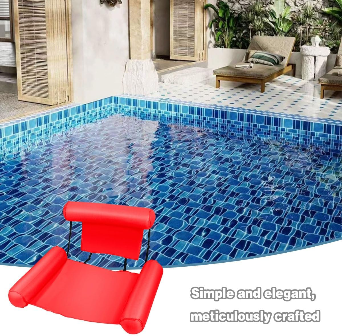 AIMALL Inflatable Water Floating Chair 117X100Cm PVC Mesh Pool Lounger with Backrest, Foldable Reclining Seat for Adults, Blue Colour Lightweight Swim Float for Pool Lake Beach