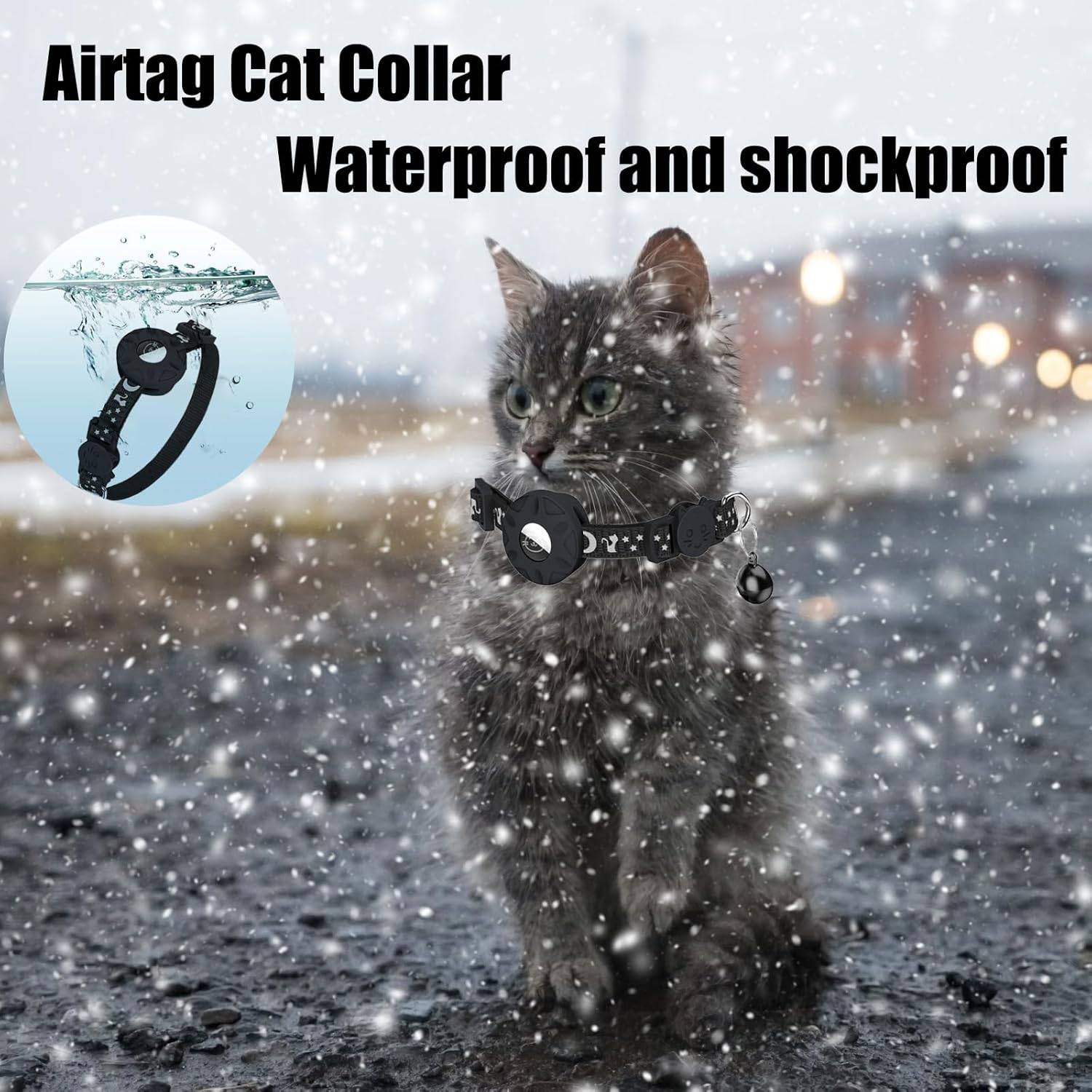 Airtag Cat Collar with Bell, Airtag Cat Collar, Reflective Cat Collar, Collar with Safety Buckle, Personalised Cat Collar with Airtag Holder for Kittens, Puppies image number 5