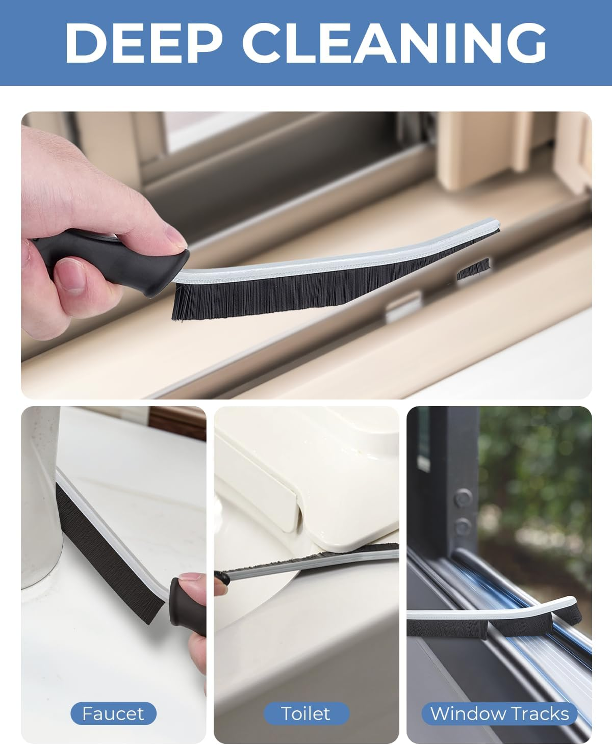 Cleangor Crevice Cleaning Brushes, Cleaner Scrub Brush Tool for Hard to Reach Tight Space, Home Essentials, Cleaning Supplies for Shower, Bathroom, Kitchen, Toilet, Window