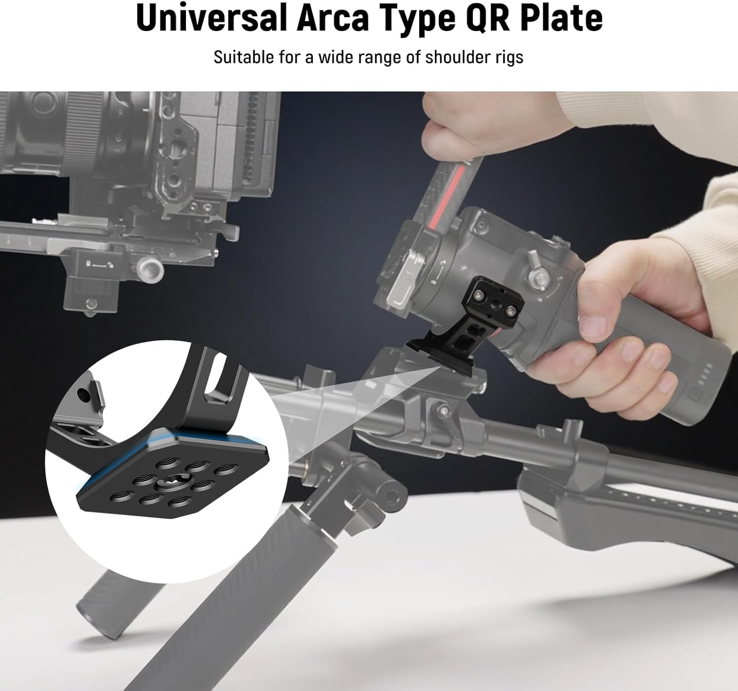 NEEWER Mount Adapter for RS3 Pro & RS4 Pro, Arca Type Quick Release Plate with NATO Rail Compatible with Smallrig Shoulder Rig V Mount Battery DJI RS 3 PRO RS 4 PRO Gimbal Stabilizer, GA030P image number 5