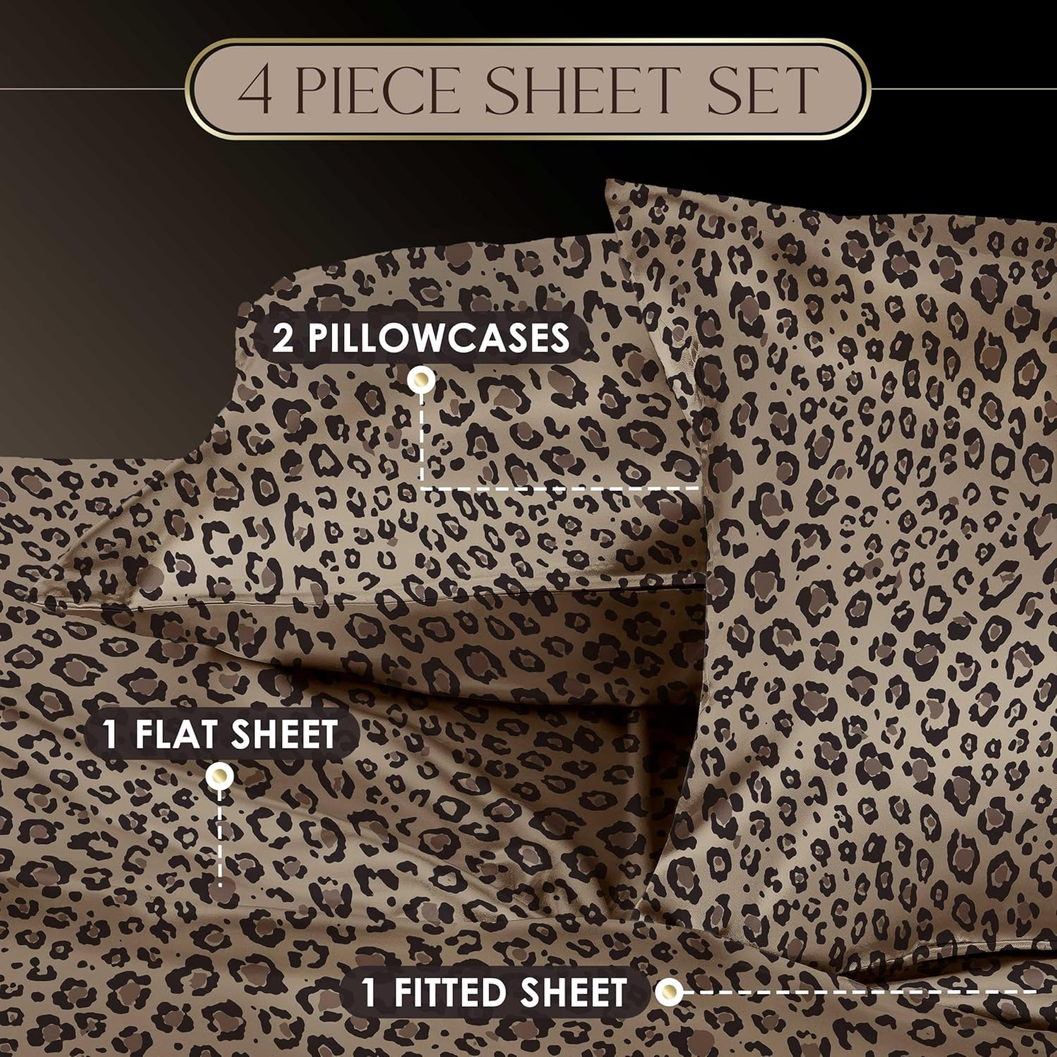 Seduction Sheet Set, Satin Leopard, 100% Polyester, Leopard, King image number 6