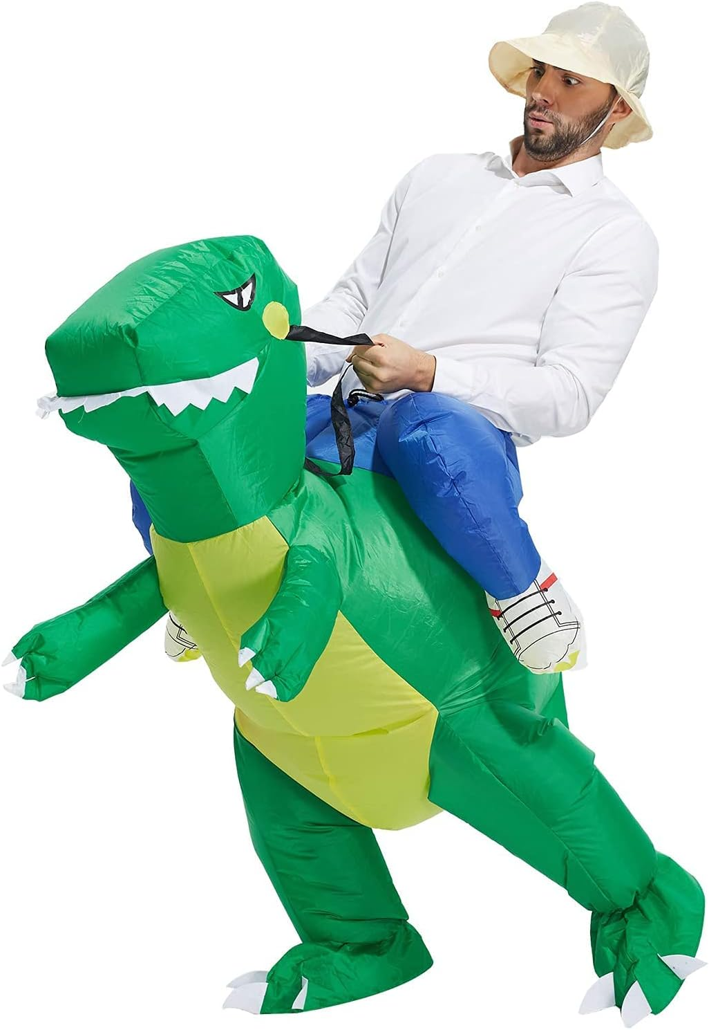 LUVSHINE Inflatable Dinosaur Costume Ride on Green T-Rex Costume Adult Halloween Costumes for Party, Gifts image number 4