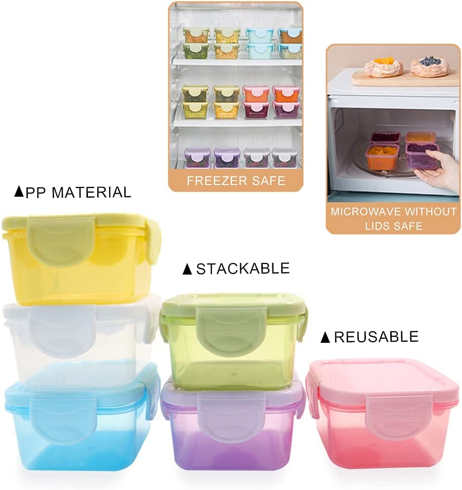 6Pcs Small Food Storage Containers with Leakproof Lids, Condiment Sauce Containers, Airtight Freezer Storage, Dishwasher and Microwave Safe, 5Oz
