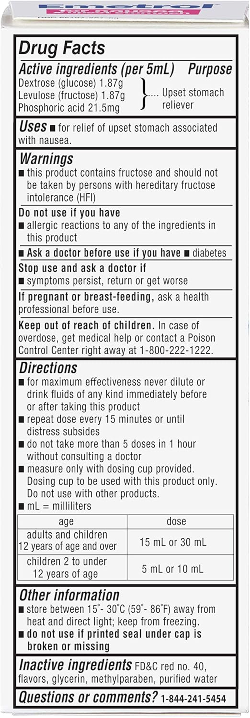 Emetrol for Nausea & Upset Stomach Cherry 4 Oz image number 1