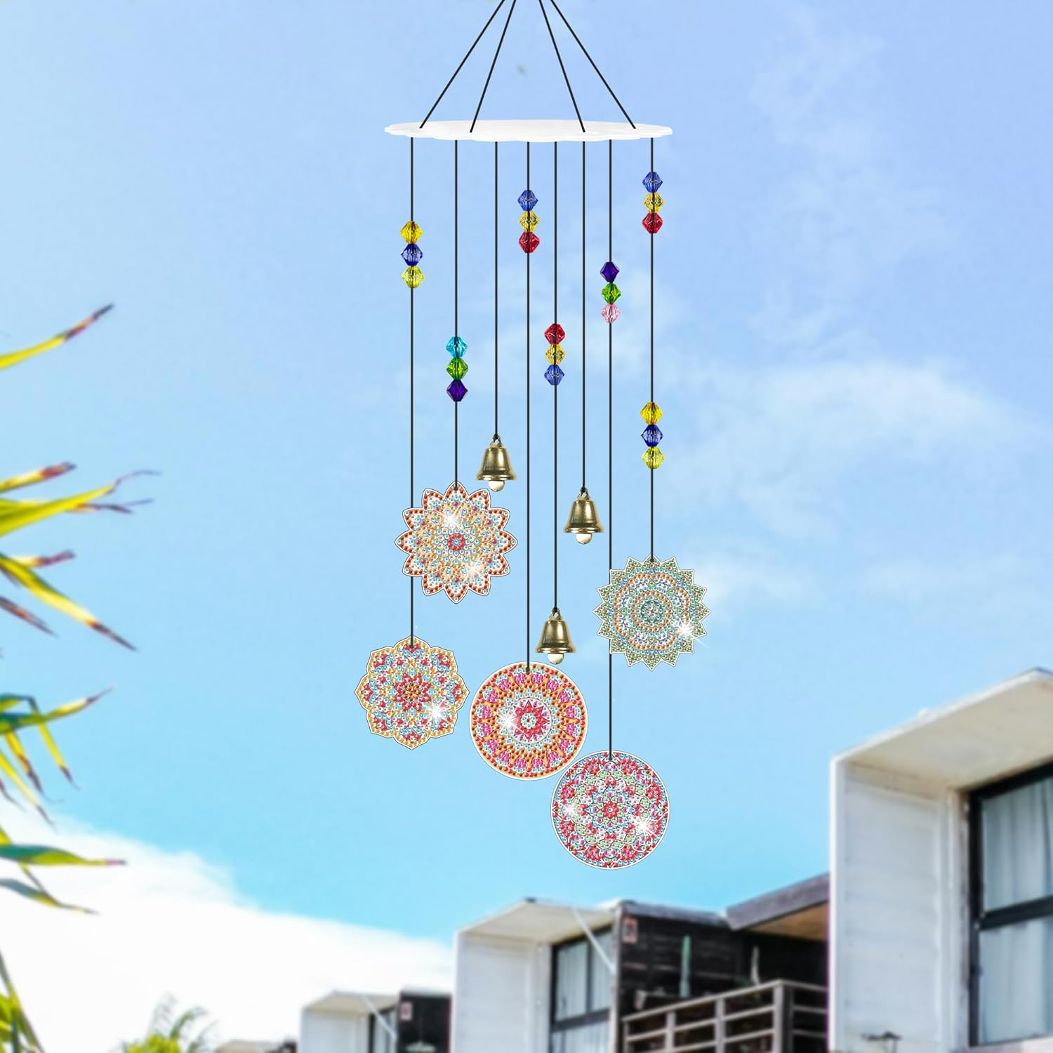 Vcekract Diamond Painting Wind Chimes, Mandala Diamond Art Kits for Adults, Double Sided Diamond Art Wind Chimes, Diamond Painting Crafts for Garden Decor image number 5