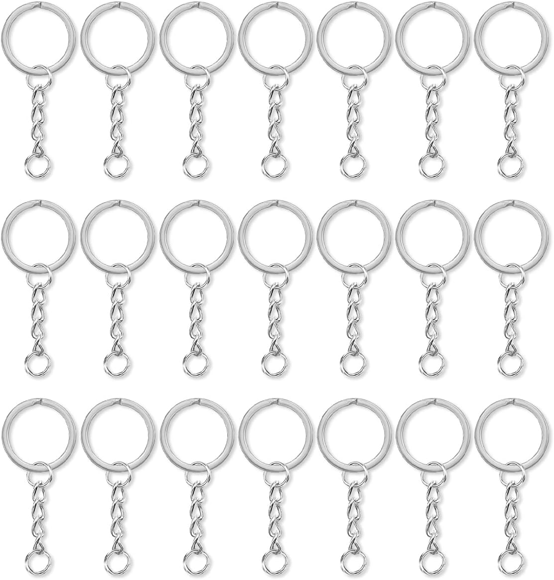 WELANE Key Rings with Chain, 50 Set Key Chain Rings and Jump Rings for Keychain Making Supplies DIY Crafts (2.5Cm) image number 4