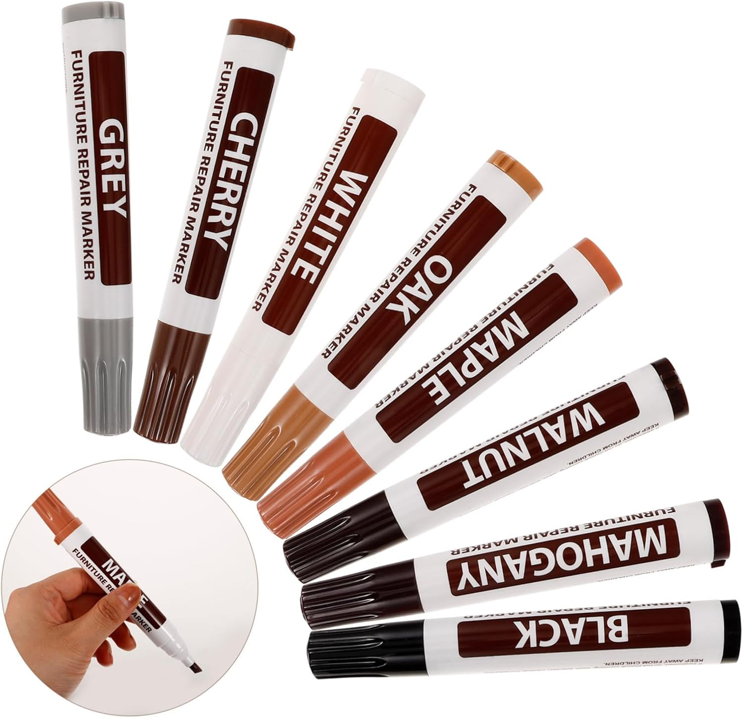 8Pcs Portable Paint Markers for Furniture Touch-Up Colors Scratch Repair Kit image number 4