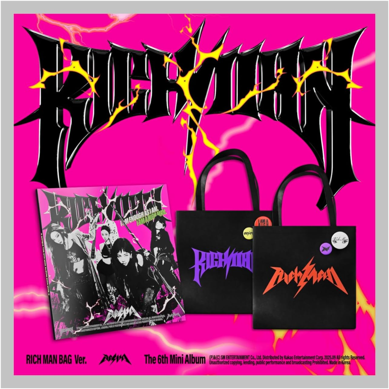 Aespa Rich Man 6Th Mini Album with Tracking Sealed (RICH MAN BAG 2 Version Set) image number 5