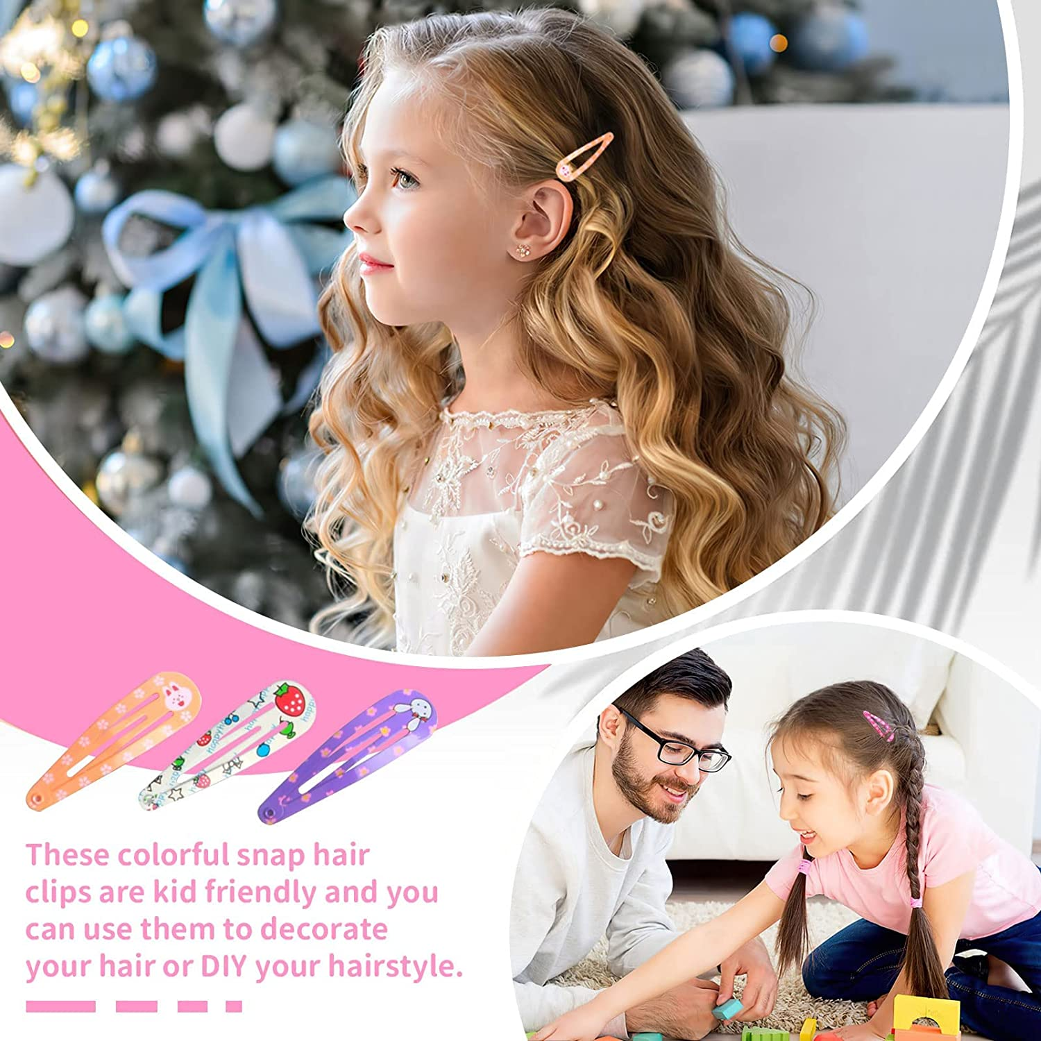 Girls Hair Clips, Metal Snap Hair Clips, 100 Pcs Non-Slip Metal Barrettes for Girls Teens Women, Mixed Colours