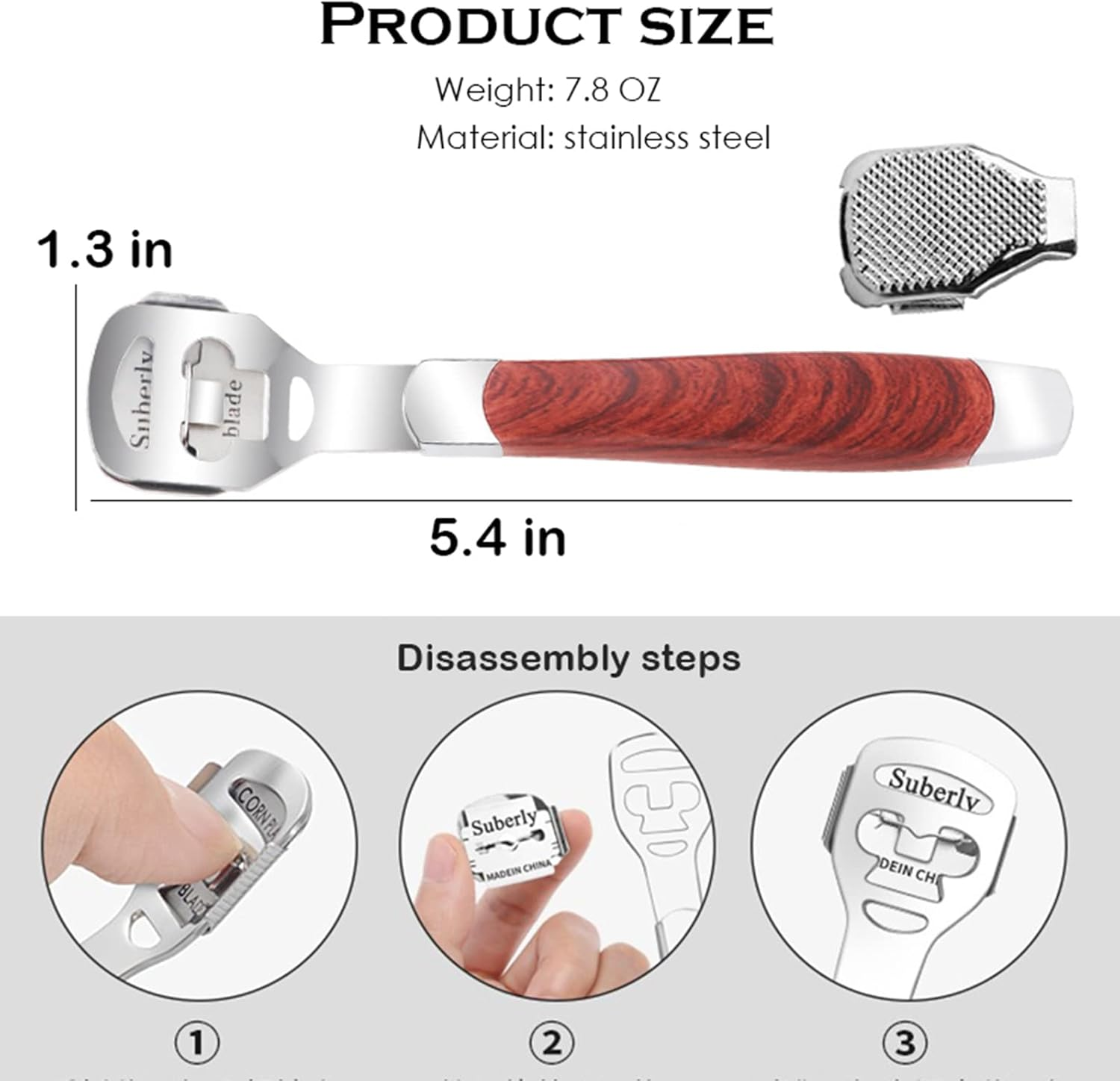 Callus Remover Callus Rasp Callus File for Feet Care Pedicure Kit Tools, Metal Scraper with 10 Blades image number 6