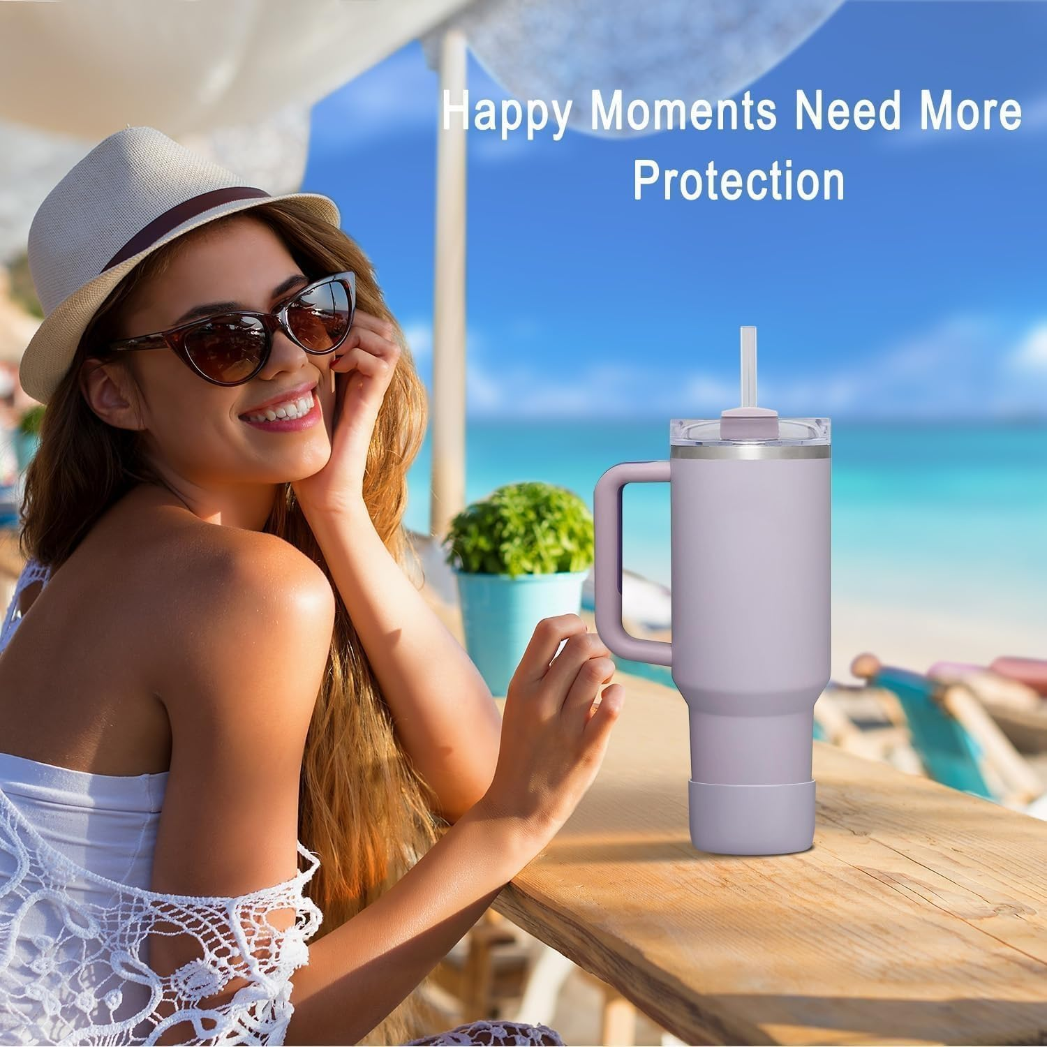 WADY 2-Pack Silicone Boot for Stanley Tumbler 30 40 Oz, Compatible with Yeti, Simple Modern, Owala Water Bottle - Clear image number 5