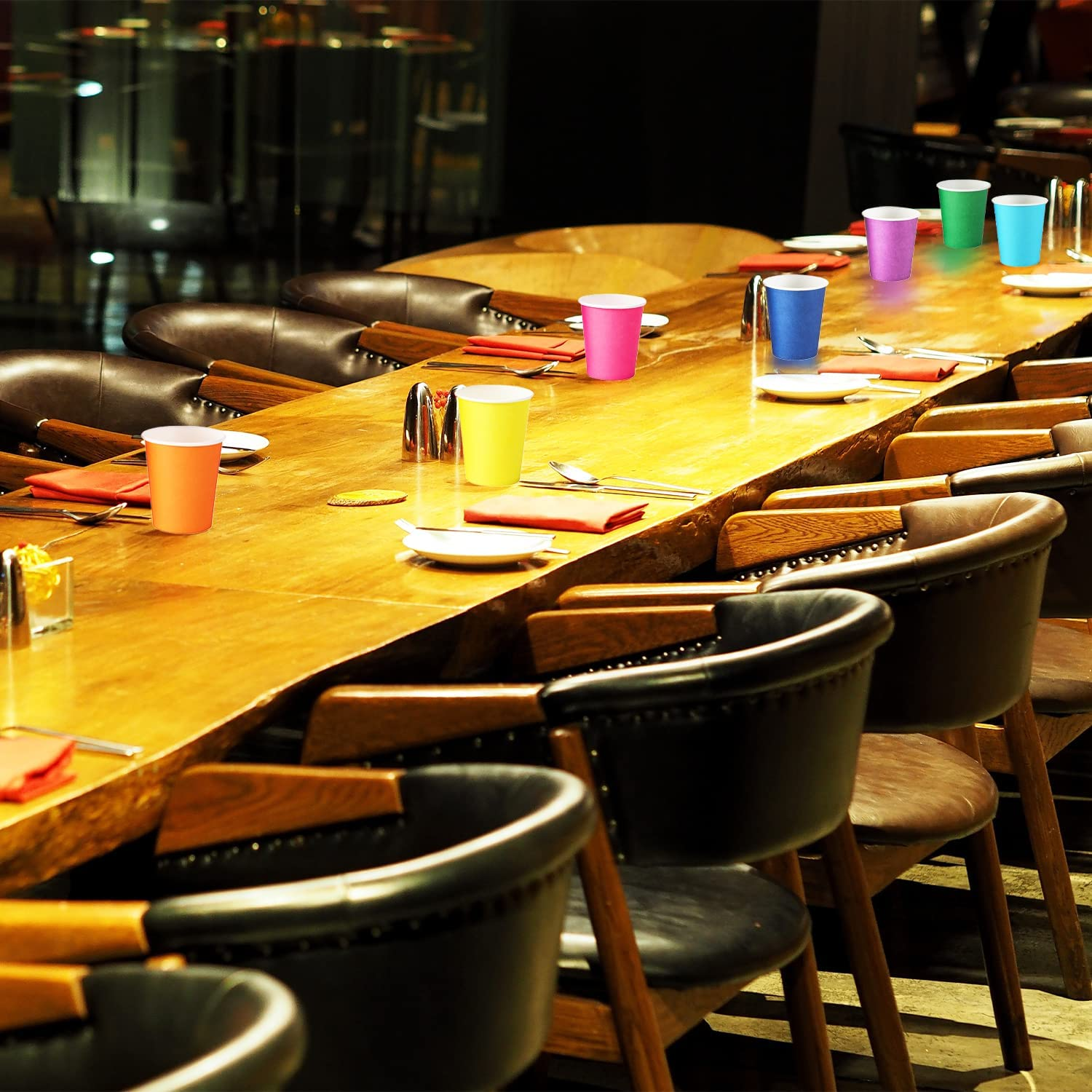 Disposable Paper Cups, 60Pcs Color Paper Cups for DIY Wedding Party Picnic BBQ Travel and Event 8OZ (12 Multicolor) - 12 Multicolor image number 6