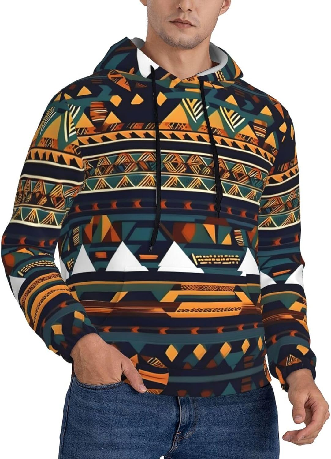 SDEGTHO African Ethnic Pattern Mens Christmas Oversized Hoodies Classic Hoodie Pullover Hoodies for Men Streetwear Sweatshirts image number 6