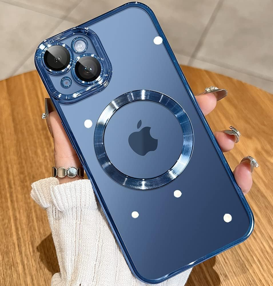 ELEPIK for Iphone 14 Pro Case with Camera Protector, [Full Camera Cover Protection] [Compatible with Magsafe] [Military Grade Protection] Clear Magnetic Slim Phone Case 6.1 Inch, Purple