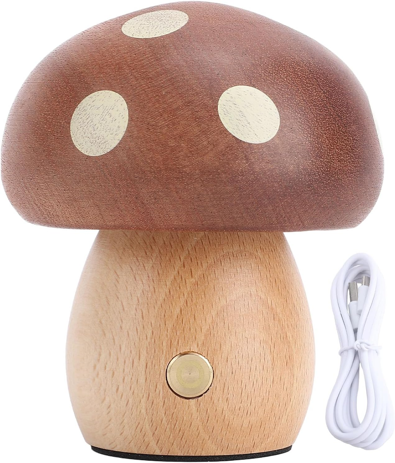 Jectse LED Wooden Mushroom Table Lamp Stepless Dimming Nightstand Lamp for Bedroom Home Decoration image number 2