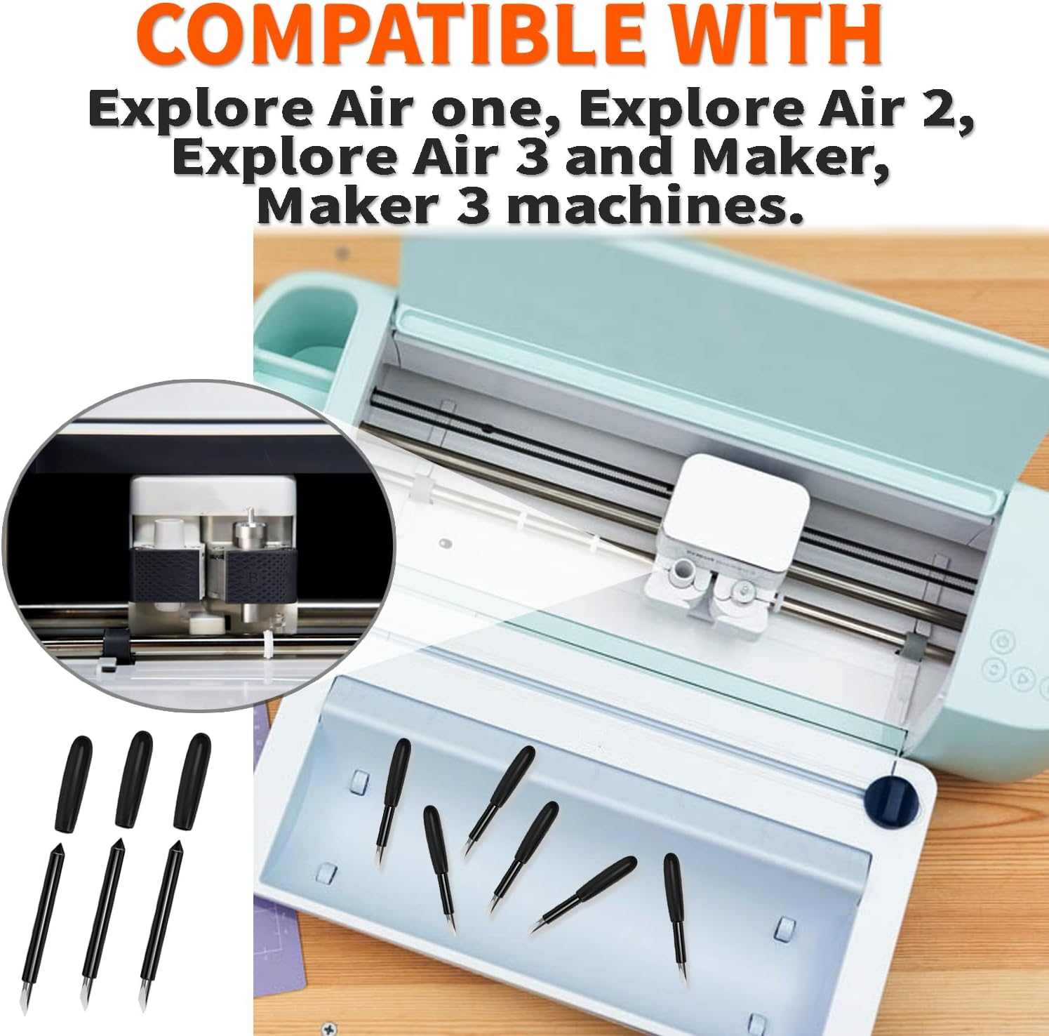 THANMAO 20PCS Premium Deep Cut Blade，Replacement Cutting Blades Compatible with Cricut Explore Air 2/Air 3/Explore 4/Maker/Maker 3/Maker 4 (Premium Deep Cut Blades) - 20 Pcs Deep Point Blade image number 2