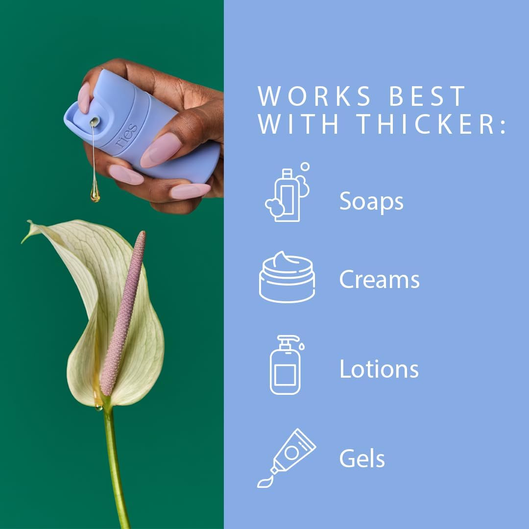 RIES Essential Refillable Toiletry Travel Bottles &ndash; Set of 5 (3.4Oz & 1.7Oz) Airless Pump Containers for Shampoo, Conditioner, Body, Face &ndash; Leak-Proof, Tsa-Approved, Dishwasher Safe- Runaway Blue image number 5