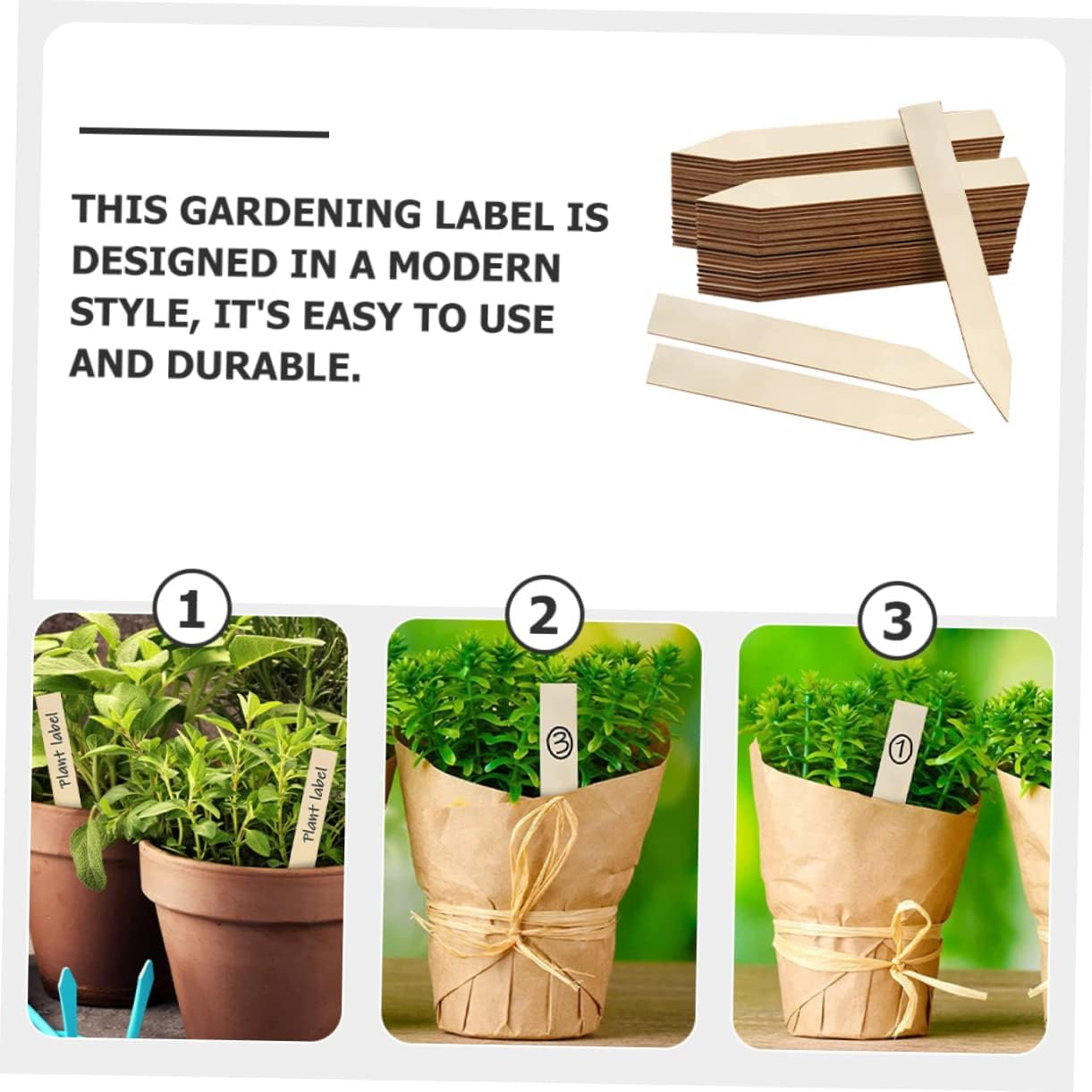 30Pcs Wooden Garden Markers Blank Plant Labels 2X15Cm Linden Wood Plant Name Tags for Flower Beds Succulent Garden Stakes for Outdoor Gardening image number 1