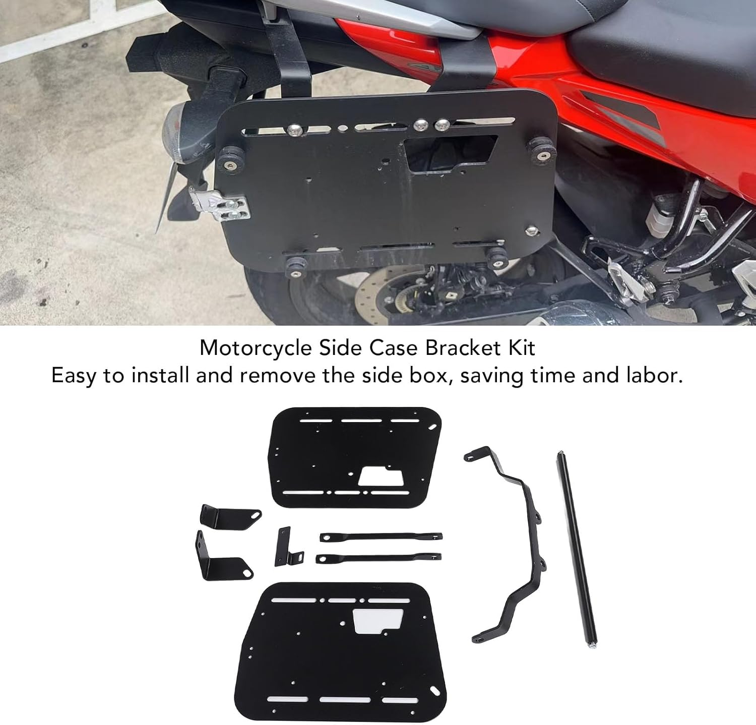 Motorcycle Side Case Mounting Rack, Heavy Duty Aluminum Alloy Side Saddlebag Rack Bracket Kit for 18L 28L 35L 38L Side Cases, Quick Release Mechanism, 61 Pcs Accessories image number 2