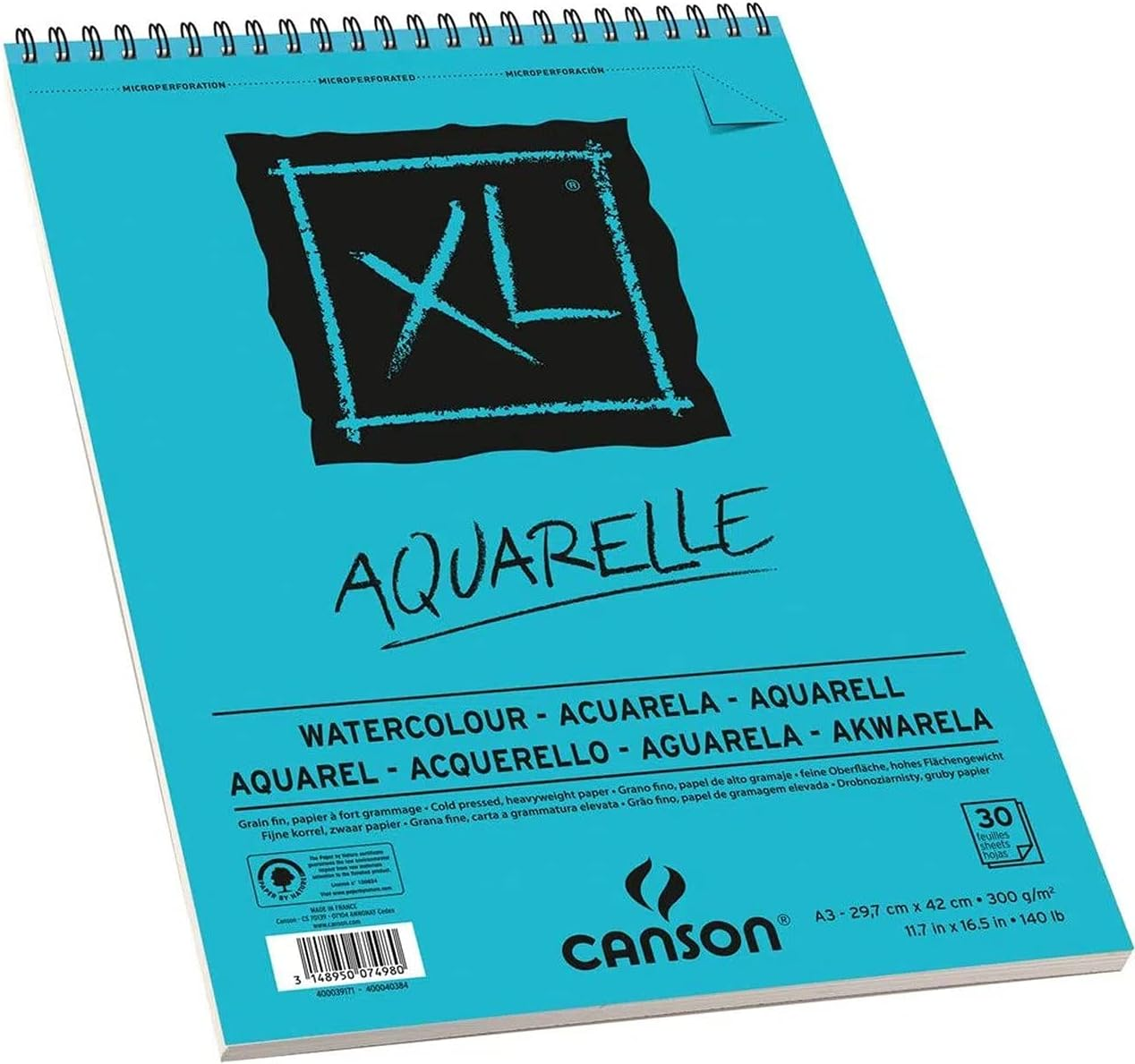 Canson XL Aquarelle 300 GSM Pad, Size A3