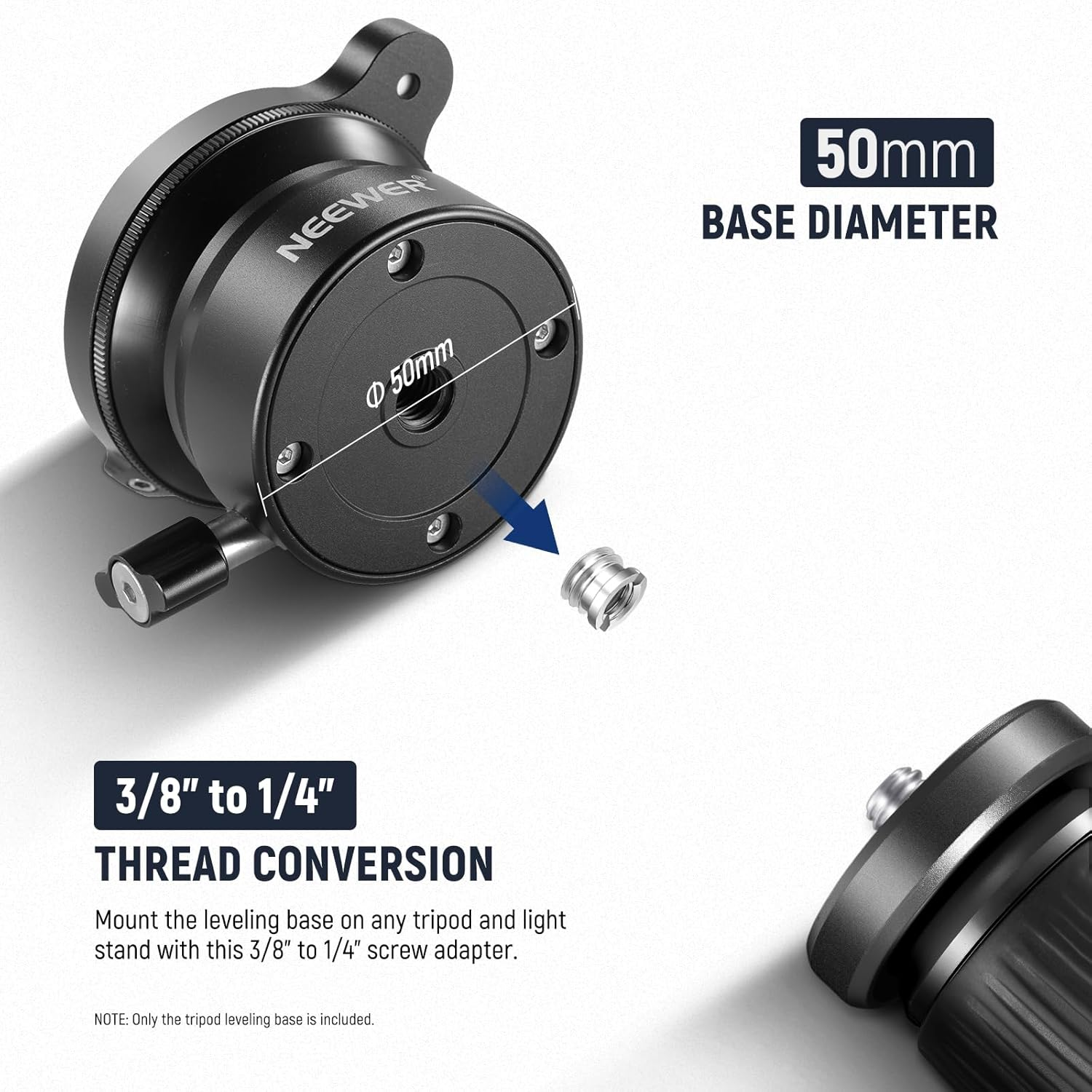 NEEWER Tripod Leveling Base (⌀50Mm) Camera Leveler, Bubble Level Aluminum Adjusting Plate with 1/4" 3/8" Mounting Screw Tripod Head Compatible with Canon Nikon Sony DSLR Camera Camcorder, GM11 image number 1