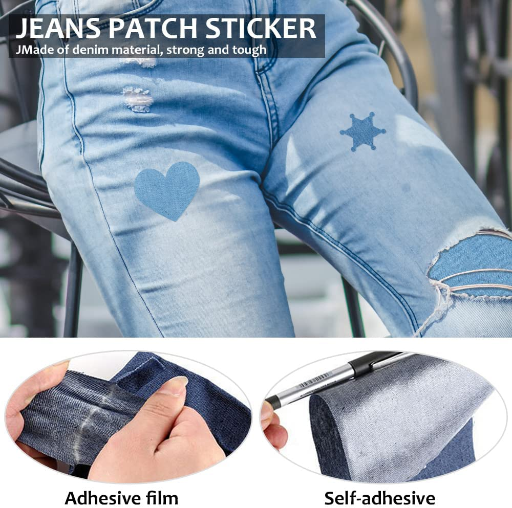 20 Pieces Jeans Denim Patches, Premium Quality Denim Iron-On Jean Patches, 4 Shades of Blue Iron on Pants Patches for Holes Clothing Repair outside (4.3 X 2.9) image number 1