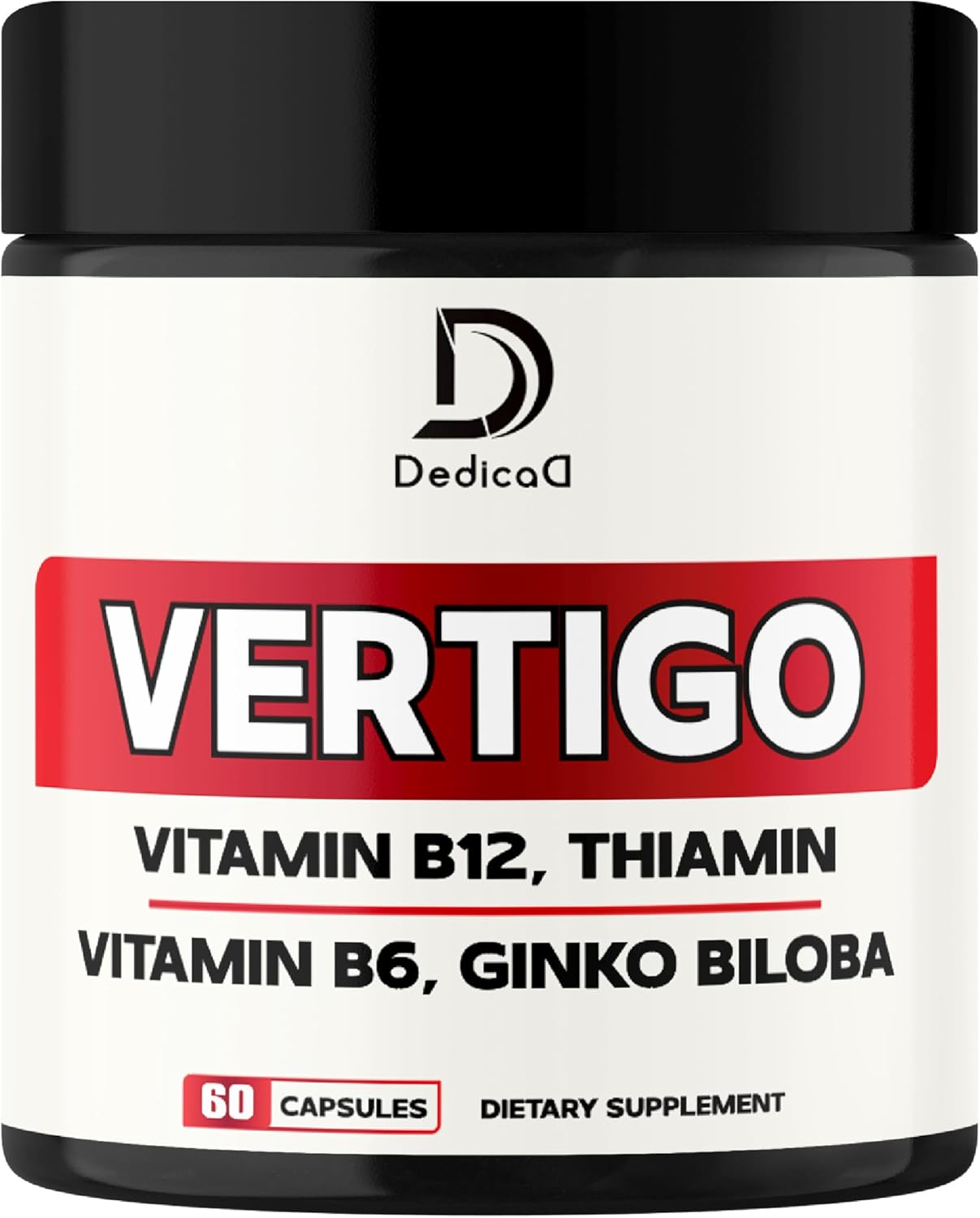 7In1 Vertigo Supplement 9200Mg Added Vitamin B1, Vitamin B6, Vitamin B12 (Methylcobalamin), Ginkgo Biloba & More - 60 Capsules for Brain, Heart & Immune Health