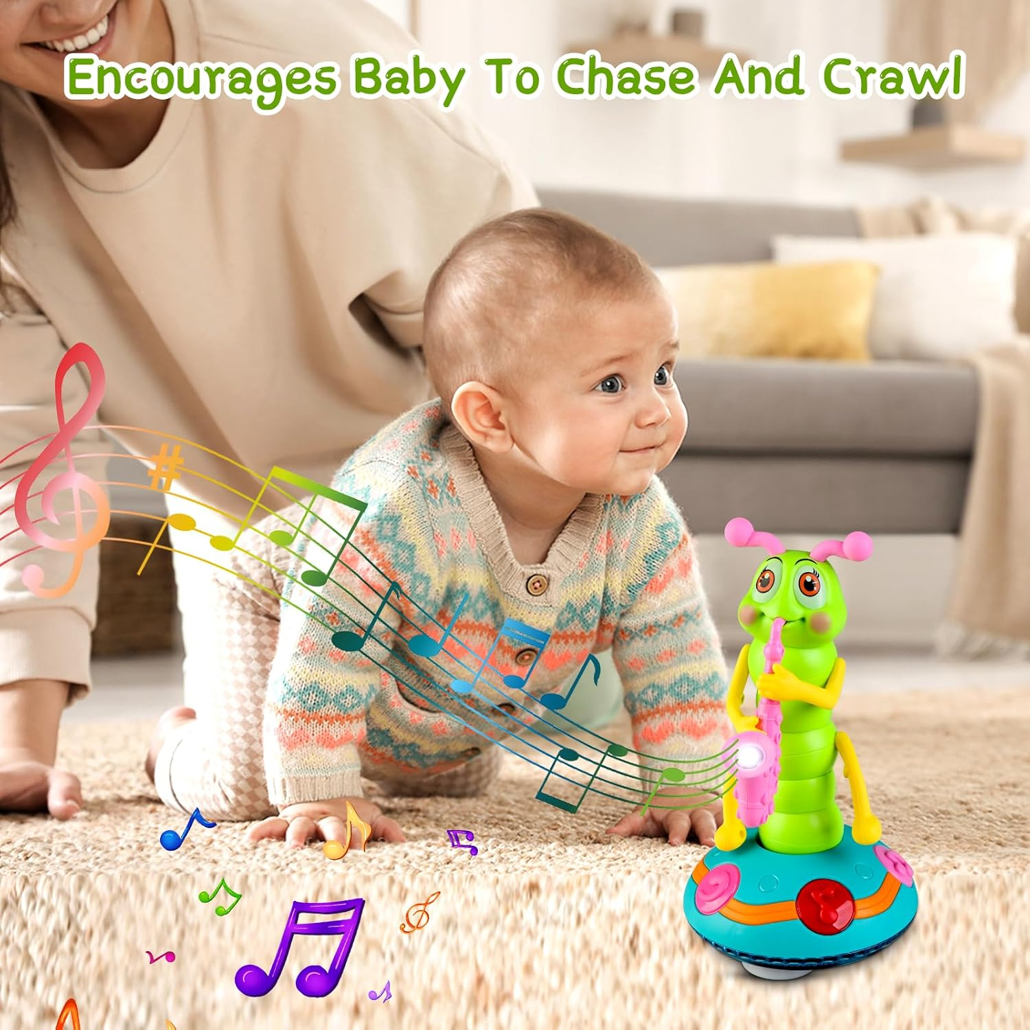 Musical Caterpillar, Crawling Toy Dancing Caterpillar, Dancing Saxophone Caterpillar Toy, Children'S Electric Caterpillar Saxophone Toys - without Battery image number 4