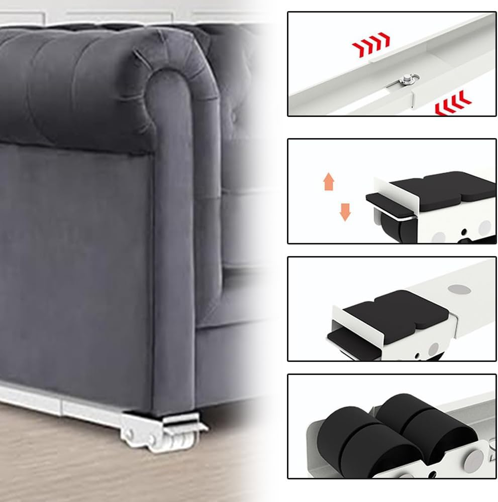 TOMVAES Universal Mobile Base Fridge Stand, Furniture Mobile Roller, Extendable Appliance Rollers Mobile Washing Machine Base, for Washing Machines, Refrigerators, Dryers, Dishwashers (White) - White image number 2