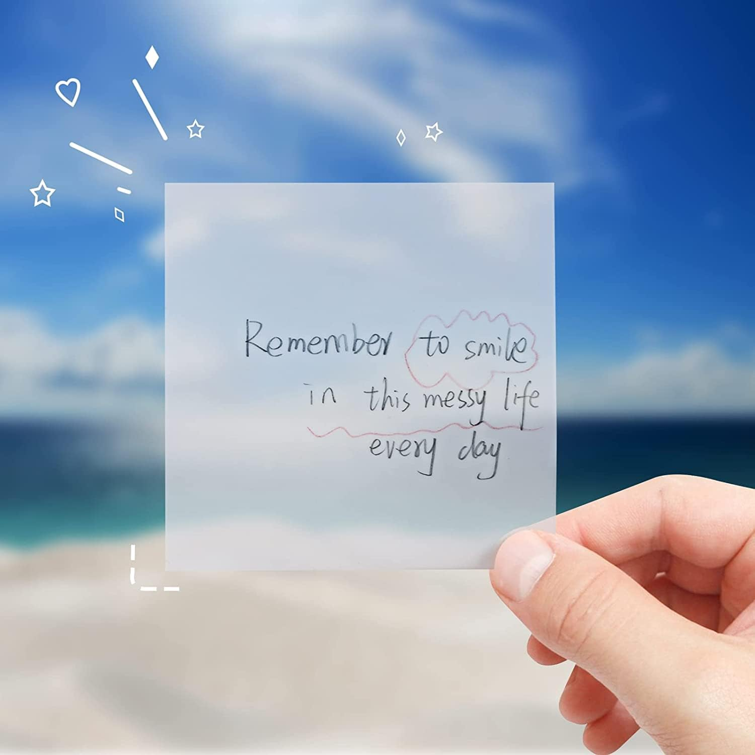 150 Sheets Clear Sticky Note Pads, 3 Sizes Transparent Sticky Notes Pads Set Waterproof Self-Adhesive Translucent Memo Tabs, Books Annotating Message Reminder for School, Office image number 1