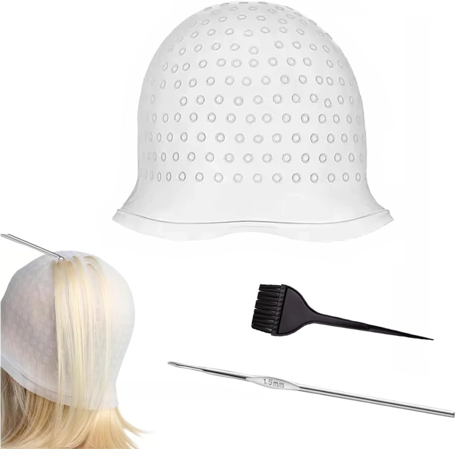 QISANKEE Silicone Punched Highlight Cap for Hair with Hook, Reusable Hair Dye Cap for Highlight Kit, Hair Cap for Highlights, Hair Dye Accessories for Salon and Home Use for Women Men image number 5