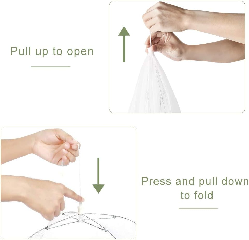 Onarway 3 Pack Food Serving Tents 14 Inch Pop-Up Encrypted Mesh Food Covers, Keep Flies Bugs Mosquitoes Away, Fine Net Screen Umbrella for Outdoors, Parties Picnics, Bbqs, Reusable and Collapsible image number 5