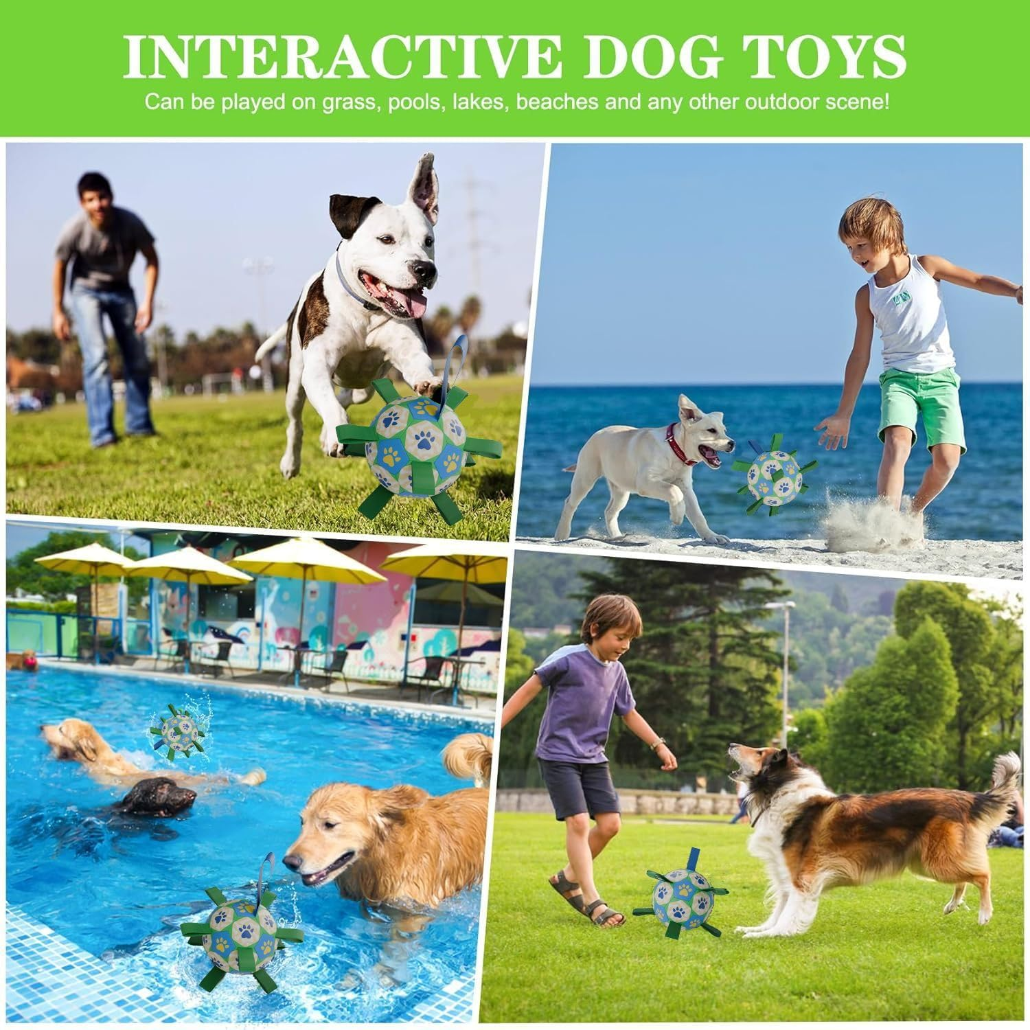 Dog Toys Soccer Ball with Straps, Interactive Dog Toys for Tug of Tug of War,Dog Tug Toy,Dog Water Toy, Durable Dog Balls World Cup for Small Dogs (15Cm) image number 4