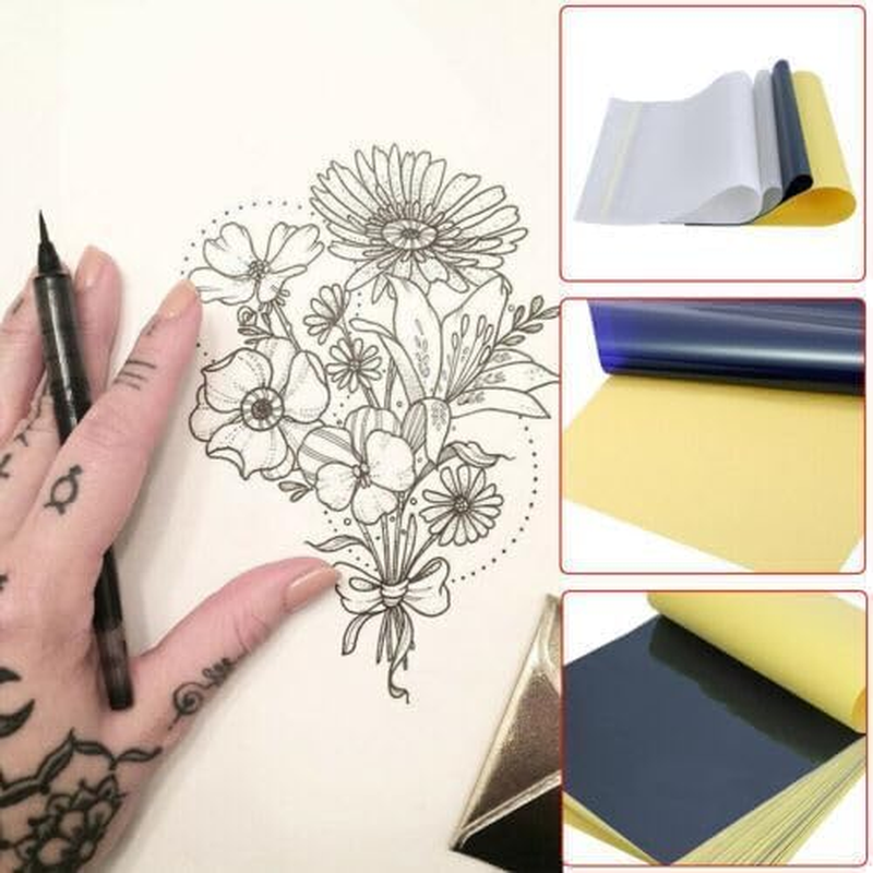 Tattoo Transfer Paper and Gel Kit, 100PCS Tatt&omicron;&omicron; Thermal Stencil Paper, 4 Layers Premium DIY Tatt&omicron;&omicron; Tracing Paper Transfer Kit Supplies, Size A4 TTP-100 (100) image number 2