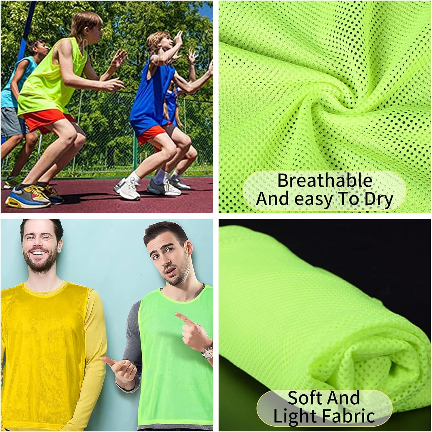 Perzomido Nylon Mesh Scrimmage Team Sports Pinnies Jerseys for Adult Youth Children image number 4