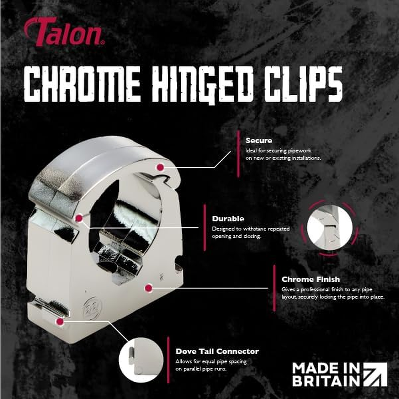 Talon - 16Mm Single Hinged Pipe Clip X100 - Natural - 360&deg; Fixing for Pipework - up to 85&deg;C - Safe for Use on Plumbing, Gas and Air Conditioning Pipe image number 1