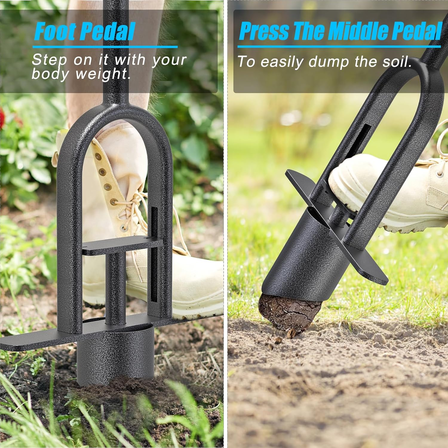 Garden Grass Plugger Tool with Long Handle Sod Turf Plugger Steel Bulb Planter with Soft Rubber Grip Plants Transplanter Tool for Digging Holes, Repair of Turf, Transplant Seedling image number 2