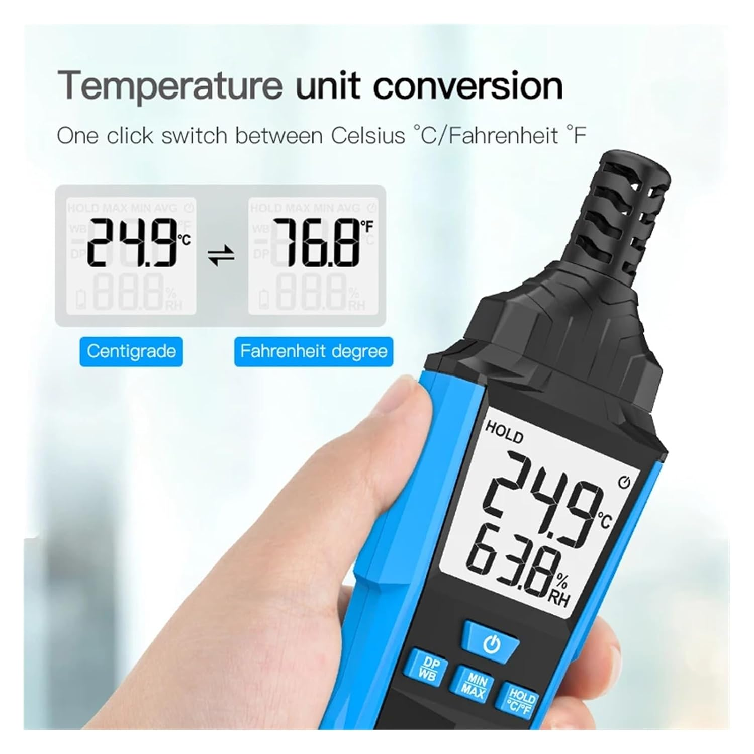 Digital Weather Station Indoor Outdoor LCD Thermometer Hygrometer Wet Bulb Dew Point Temperature Monitor Sensor Data Lock image number 4