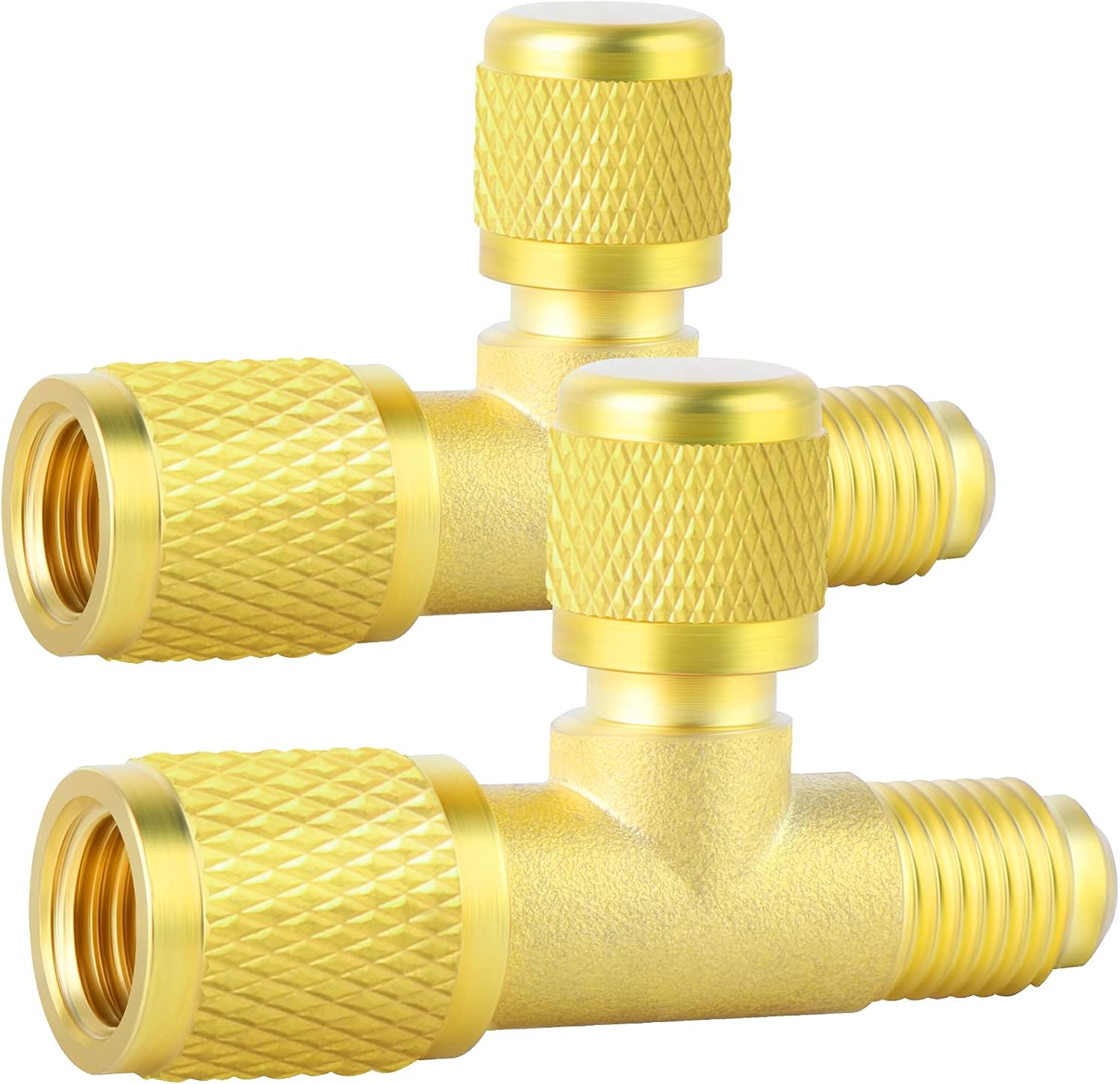 ERGAOBOY 2 Pcs 1/4 Inch Male & Female SAE Flare Brass Quick Coupler Tee Adapter,Suitable for the Gauge Deep Vacuum Pump Manifold image number 3