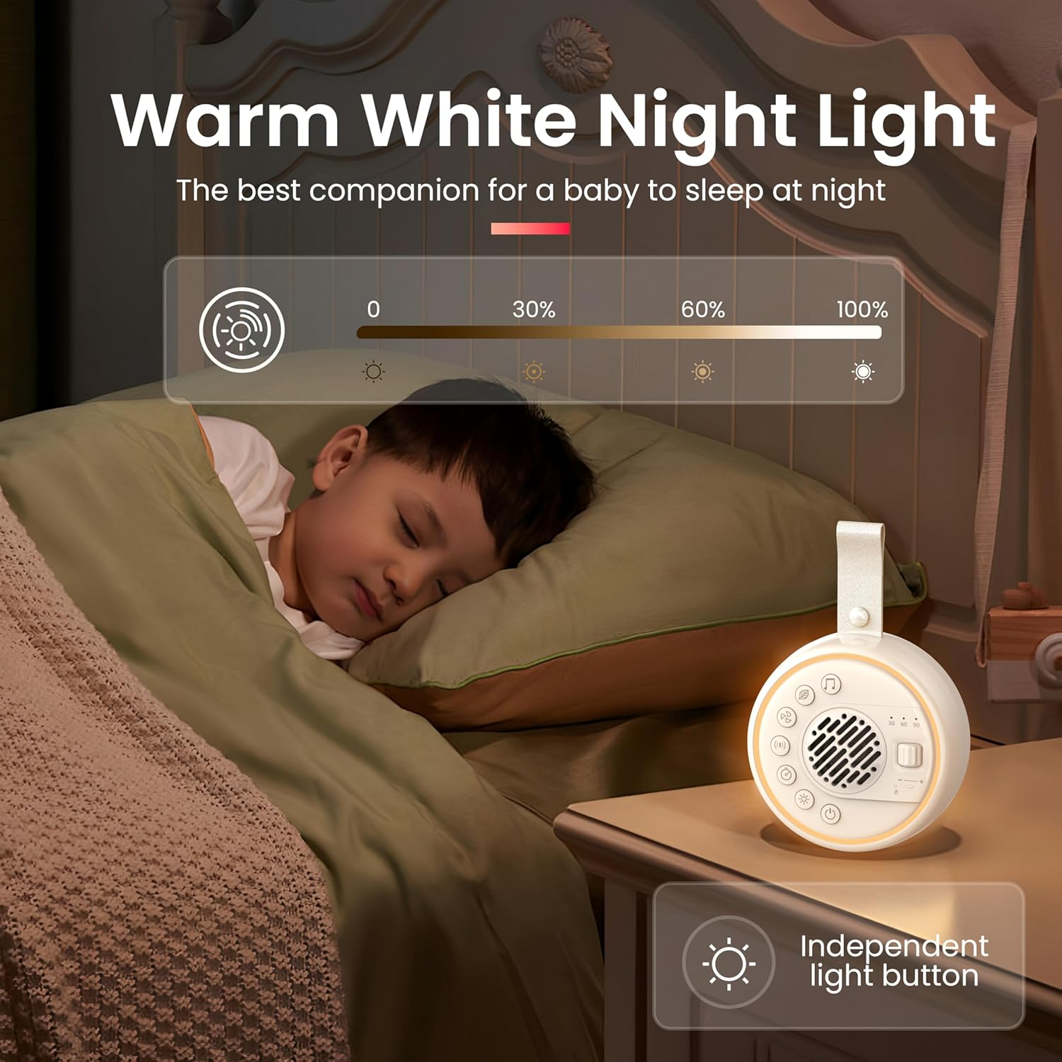 White Noise Machine with Bluetooth Speaker &ndash; 20 Soothing Sounds, Sleep Timer, Adjustable Volume & Night Light &ndash; Sound Machine for Baby, Kids, Adults, Travel & Office image number 2