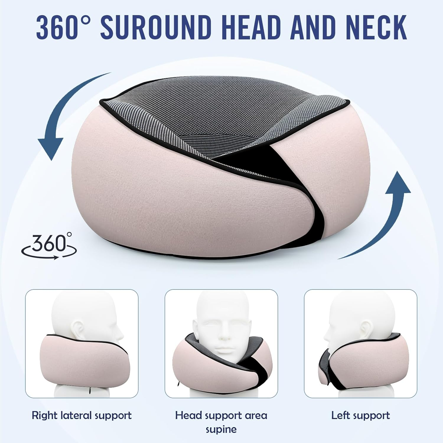 Neck Pillow Travel Head Rest, Memory Foam Comfortable & Breathable Soft U Shaped Pillows for Travel Airplane,Business Trip Neck and Shoulder Support with Luxury Bag,3D Contoured Washable Cover (Pink) image number 1