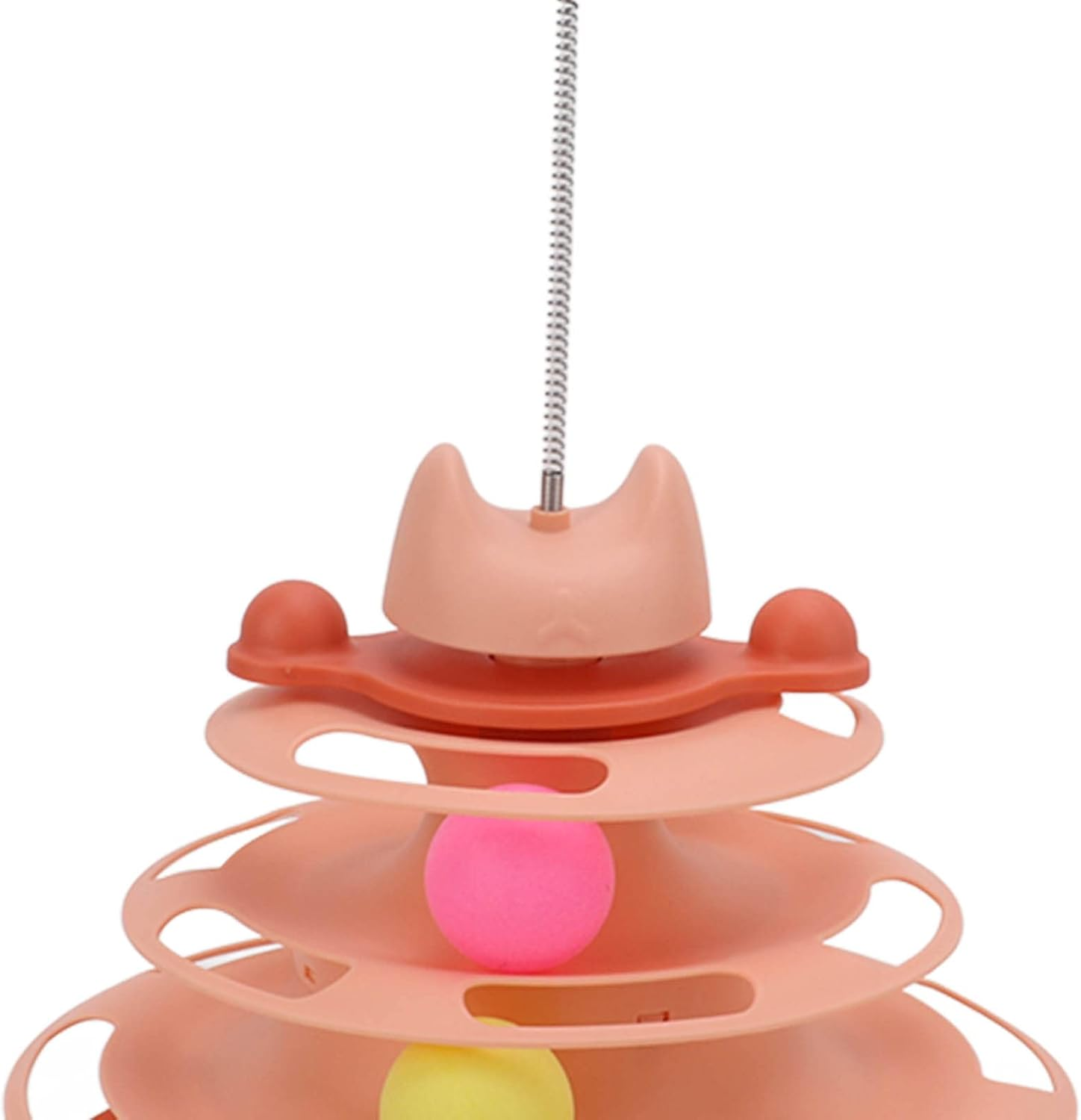 Ciciglow Cat Toy Set, Interactive Toy for Kittens, 3-Layer Towers Roller Tracks Cat Teaser Ball Toy with 3 Colourful Balls and Cat Stick, for Movement and Stimulation (Pink) image number 6