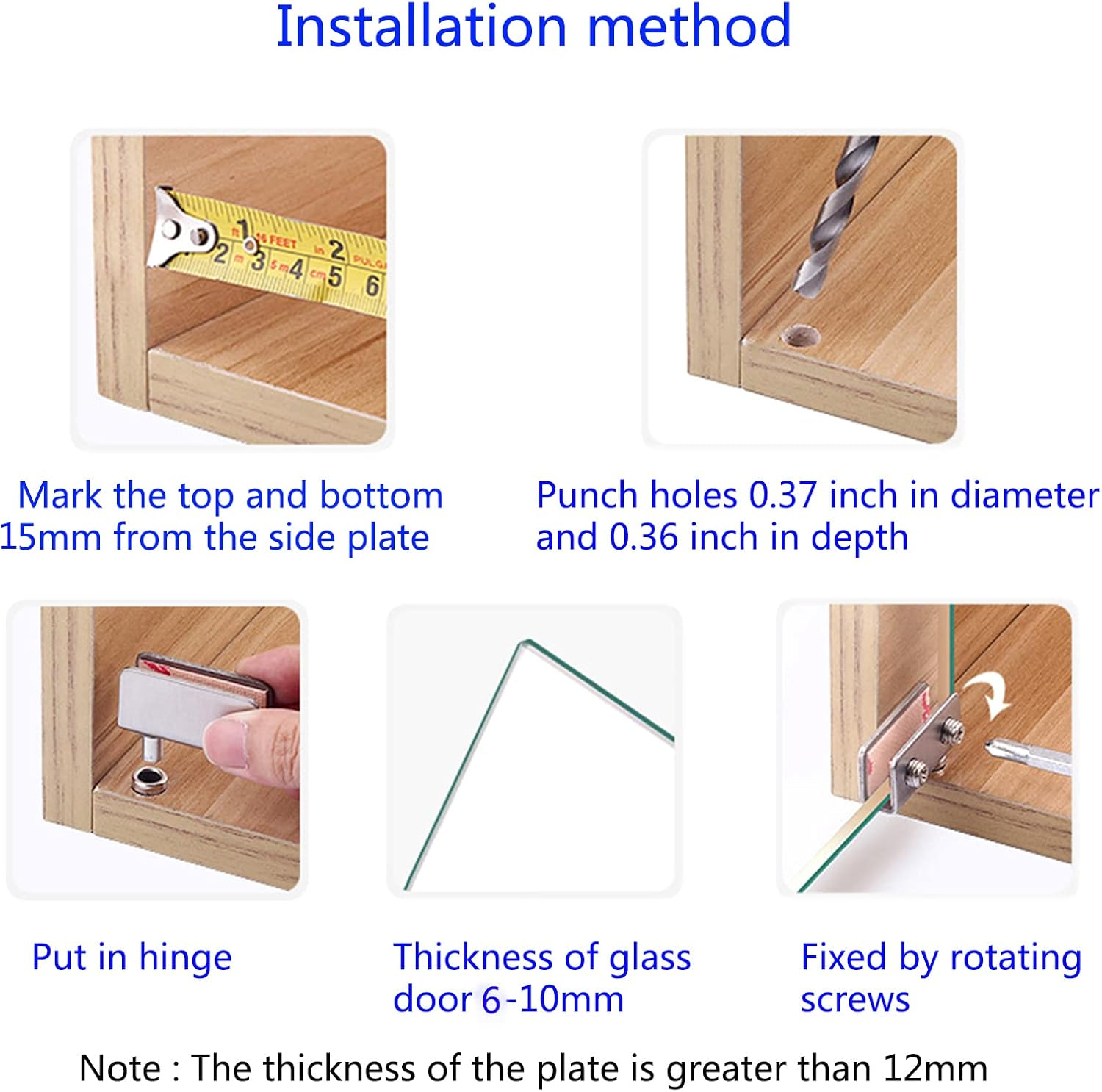 Glass Door Hinge Glass Door Pivot Hinge for Free Swinging Glass Doors Used for Cabinet Glass Pivot Door Orcupboard Cabinet Glass Doors Polished Chrome Door Hinge(1Pair) (Silver) image number 3