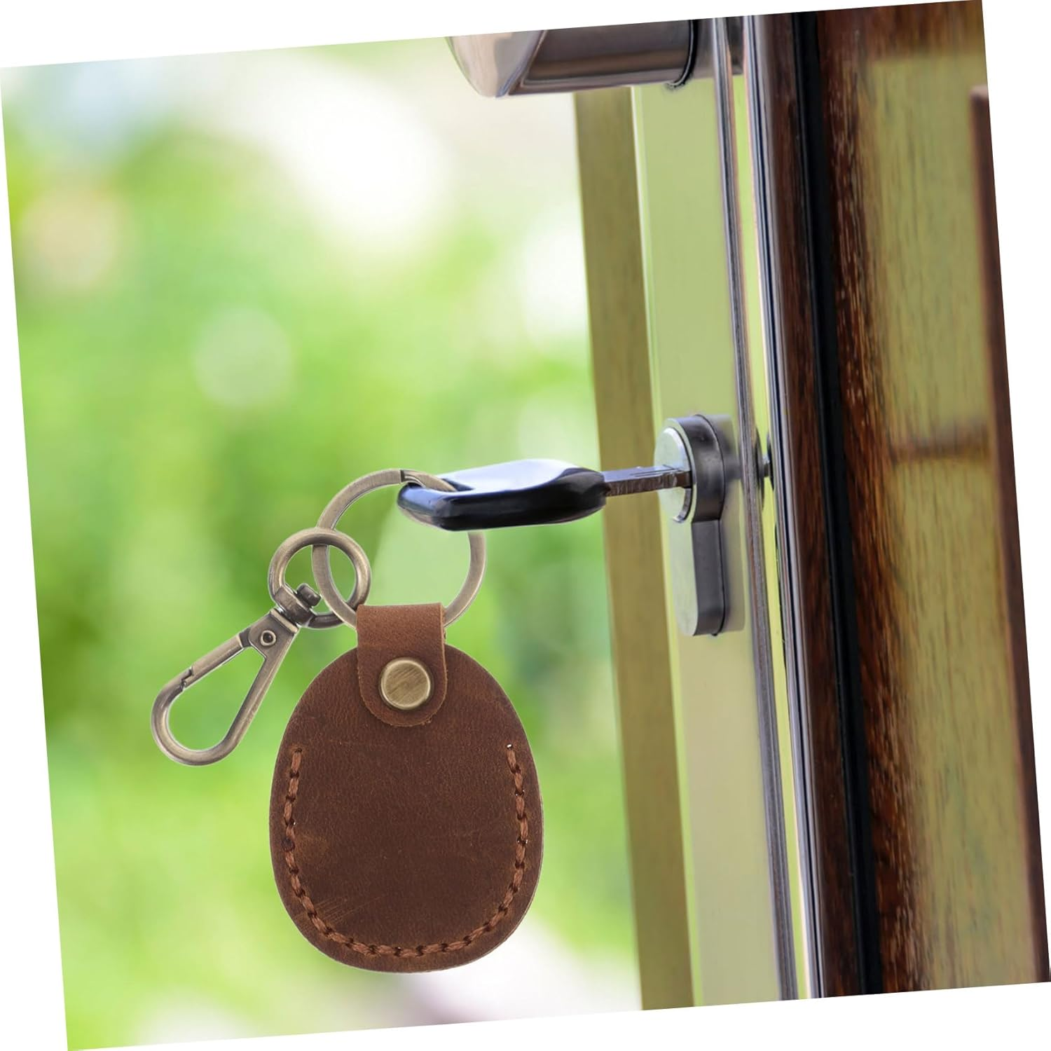 CORHAD 3Pcs Vintage Genuine Leather Access Card Holder Key Fob Case Set with Keychain for Women, Handmade Small Card Pouch Compatible with NFC Keys, Retro Style for Daily Use image number 3