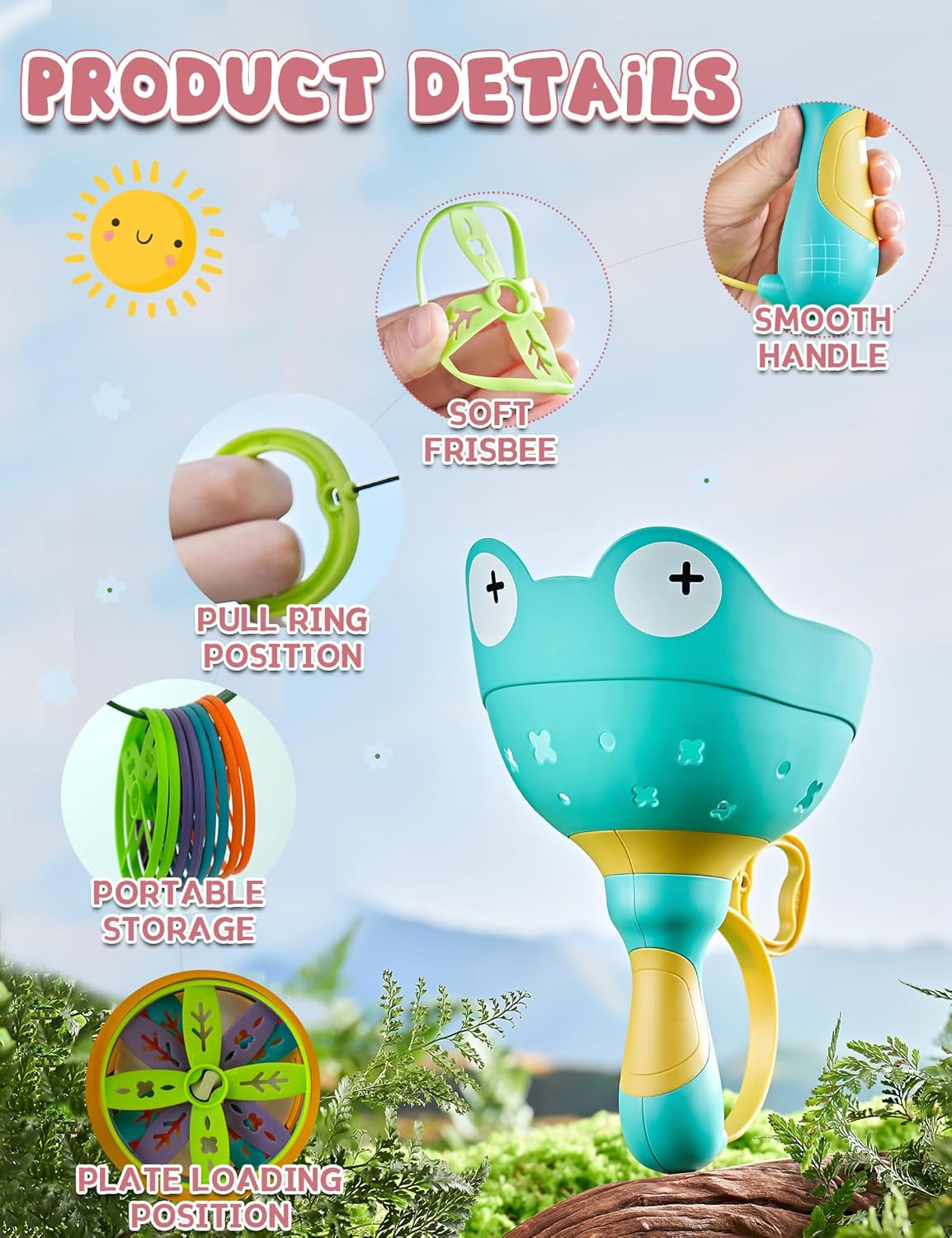 2-Pack Outdoor Toys for Kids Ages 3-12 Flying Disc Launcher Toys Backyard & outside Catching Games Fun & Safe Yard Toys with 20 Discs for Children'S Active Play image number 1