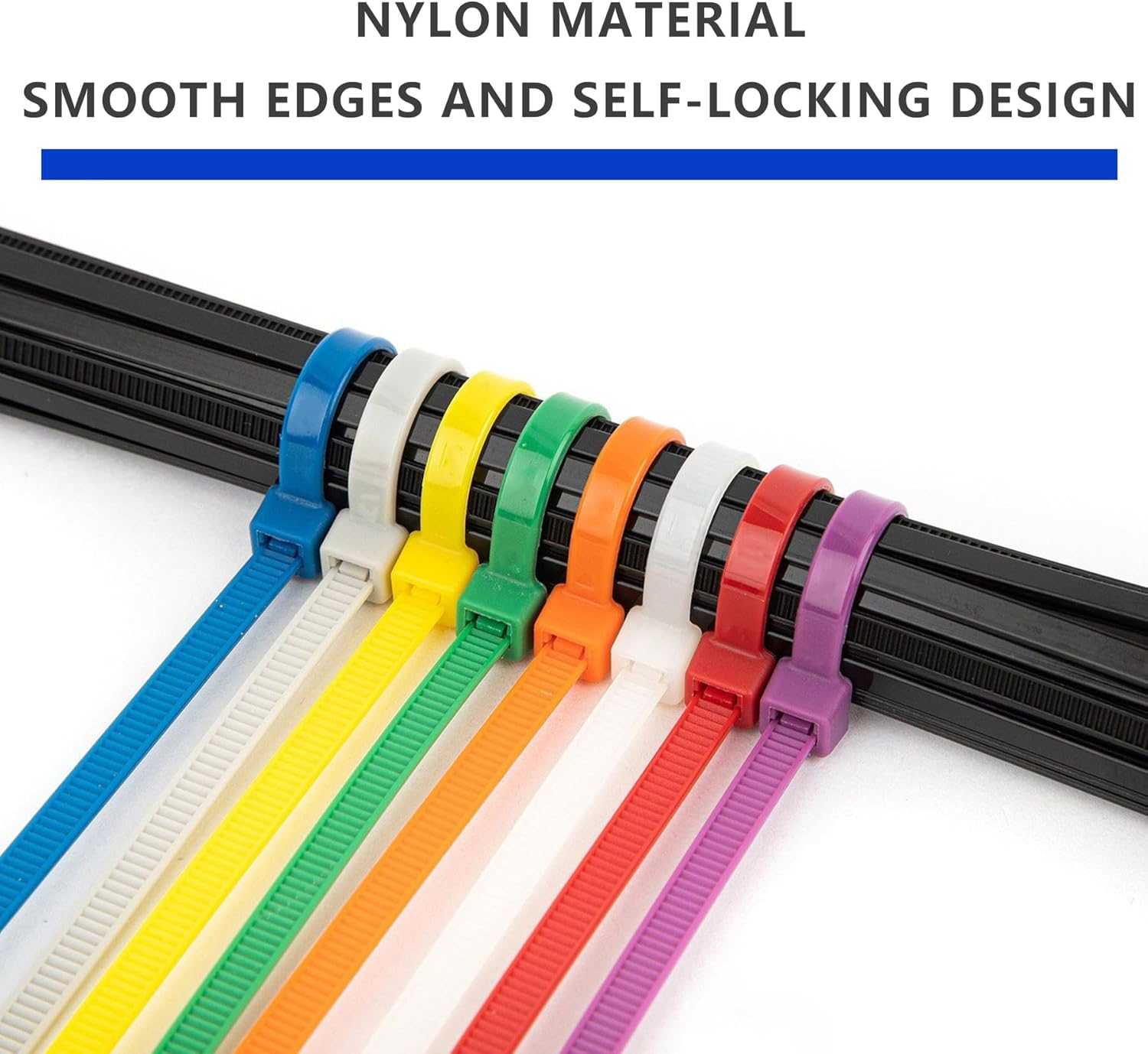 EKIND Cable Zip Ties, 100 Pack 8 Inch Self Locking UV Resistant Nylon Plastic Wire Ties Perfect for Electric Cables/Connecter Plants, Home, Office, Garage, Indoor and Outdoor (Orange) image number 3